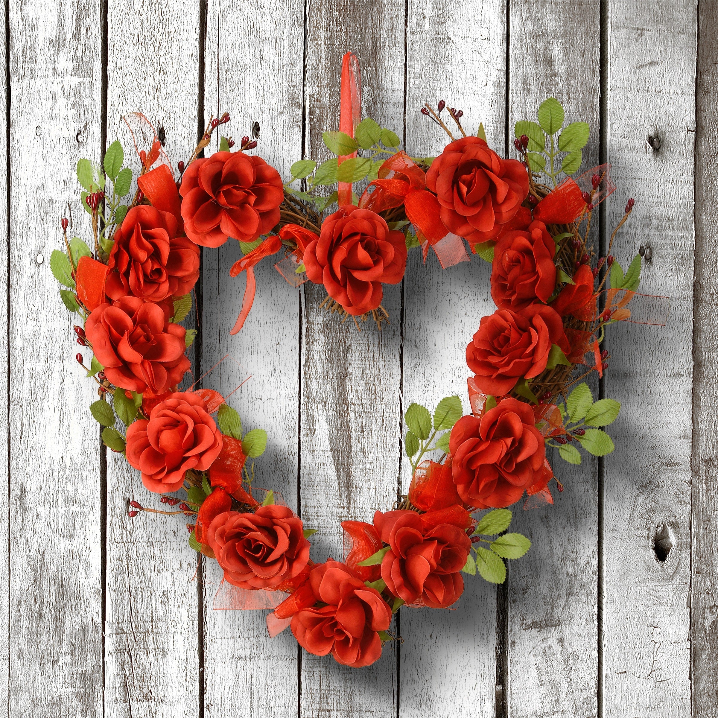 National Tree Company Valentine Heart Synthetic Rose 16 Inch Decoration