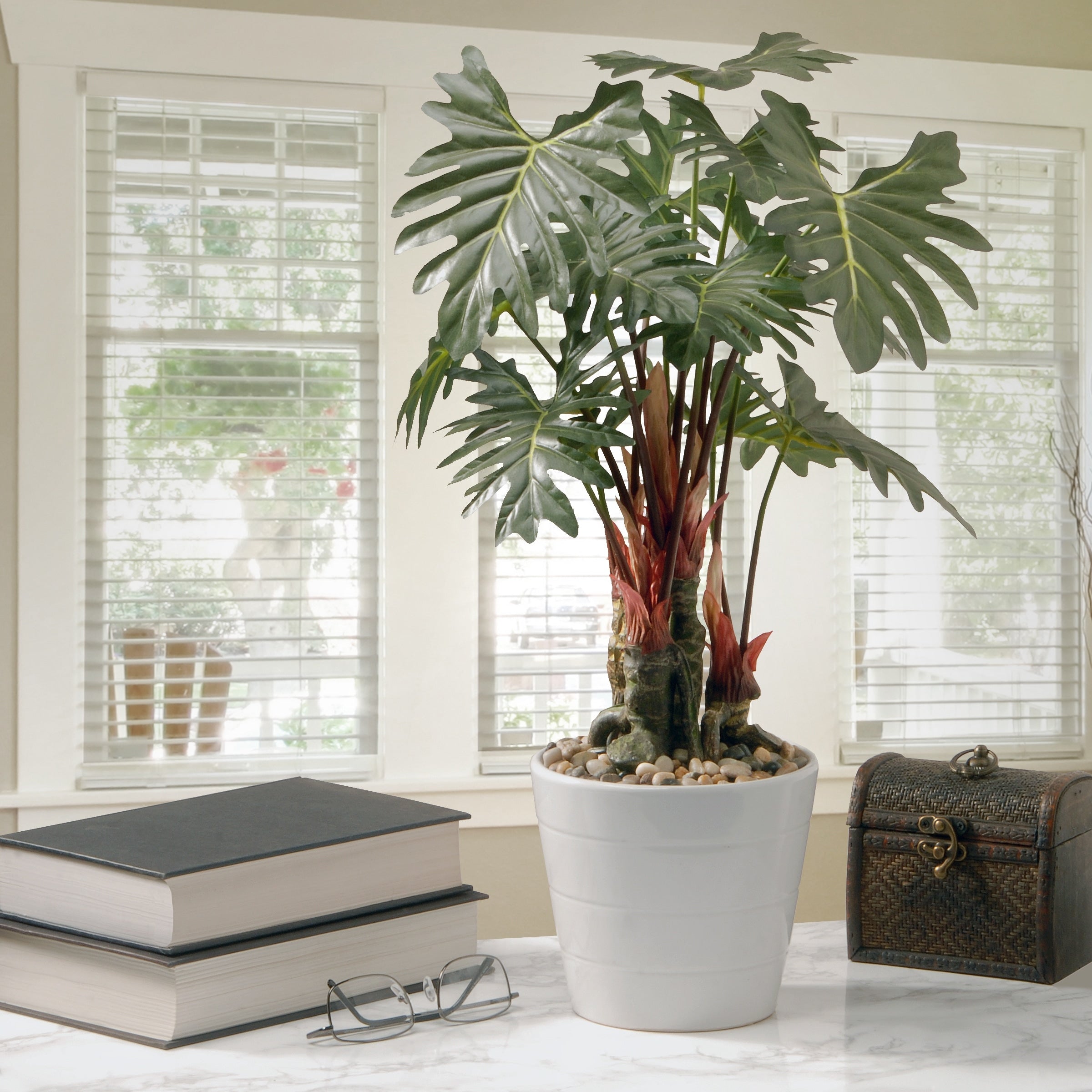 21 Inch Philodendron Plant In Green Ceramic Pot