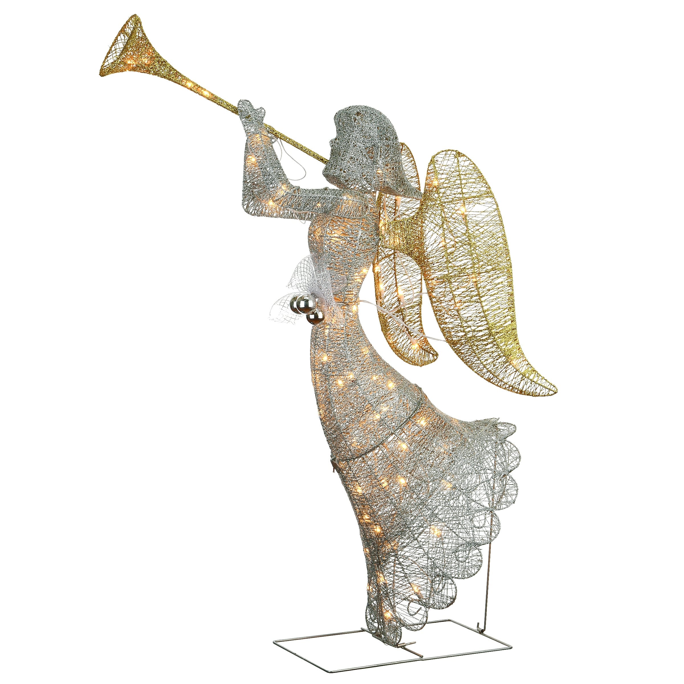 Indoor Outdoor Sisal 48 Inch Angel Decoration With Clear Lights