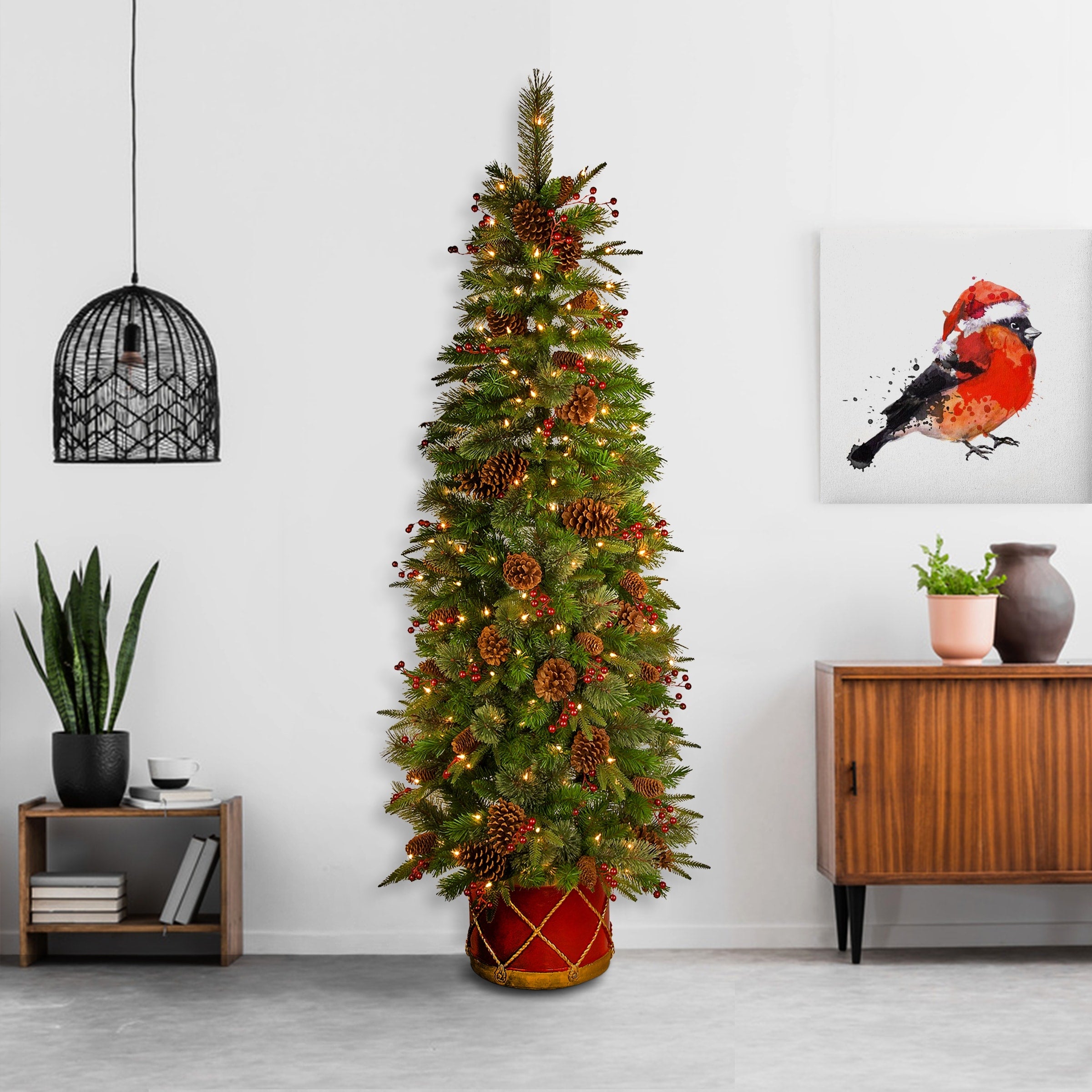 6 Ft. Colonial Slim Half Tree With Clear Lights