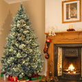Carolina Pine Bristle Cashmere 7.5 Foot Artificial Tree With 1000 Clear Lights Flocked Pine Cones And Folding Metal Stand