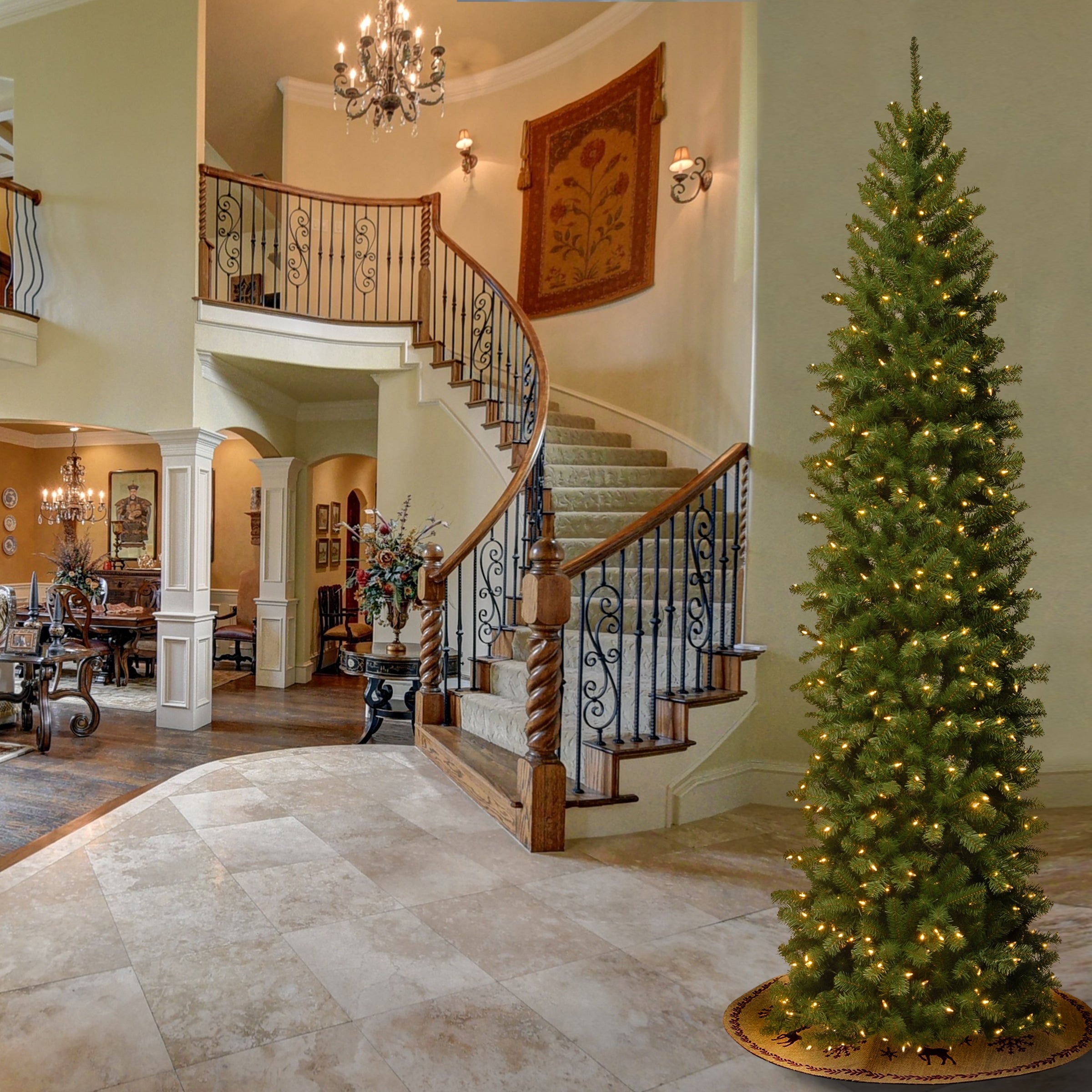 9 Ft. North Valley Spruce Pencil Slim Tree With Clear Lights