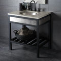 Nativestone Concrete Vanity Top Oval Sink Cutout With 8 Widespread Faucet Holes Top Only