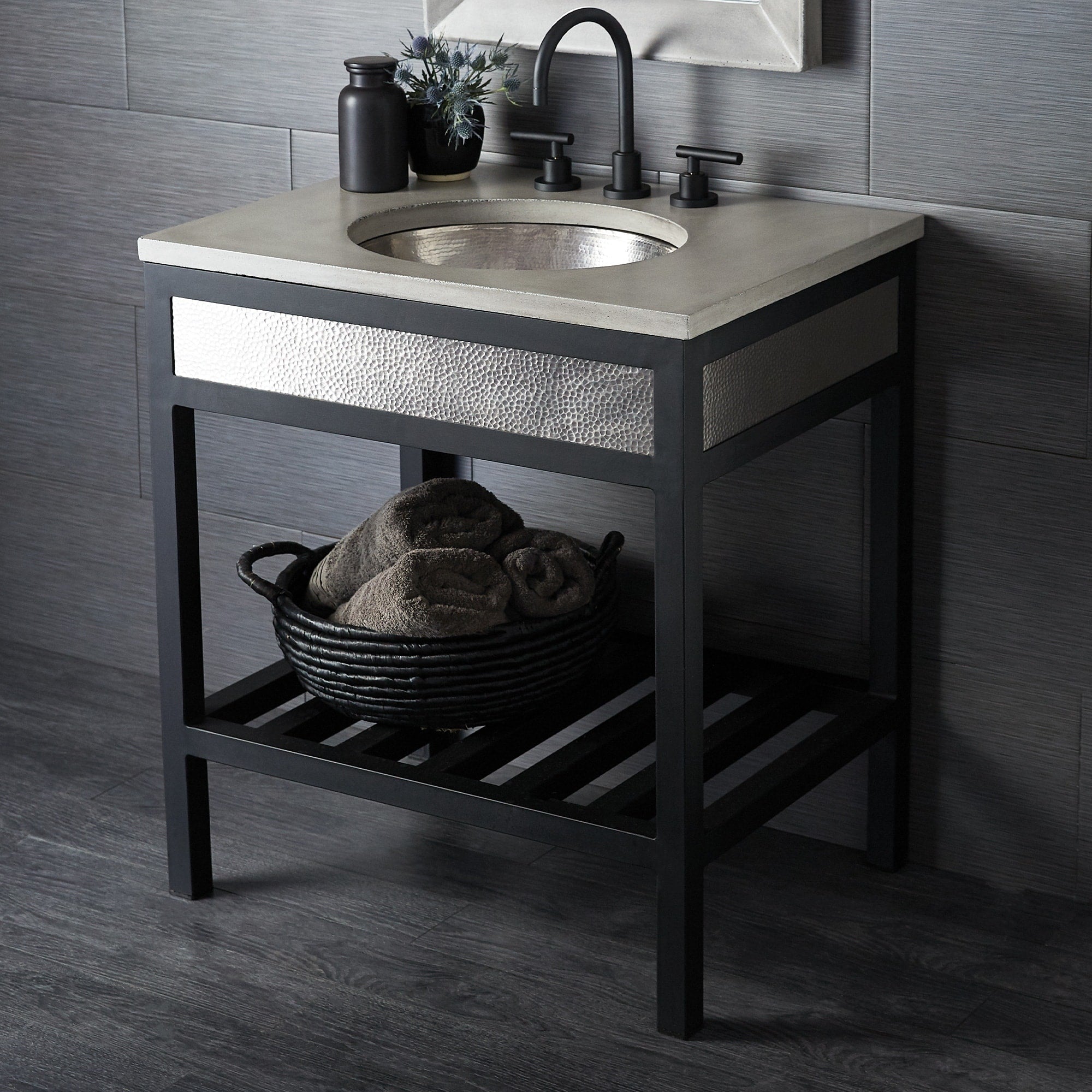 Nativestone Concrete Vanity Top Oval Sink Cutout With 8 Widespread Faucet Holes Top Only