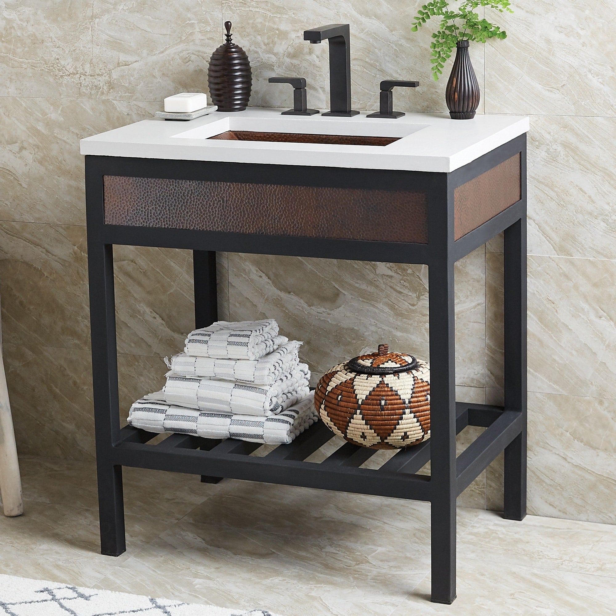 Nativestone Concrete Vanity Top Rectangle Sink Cutout With 8 Widespread Faucet Holes Top Only