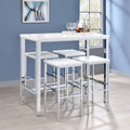 White High Gloss And Chrome 5 Piece Bar Set