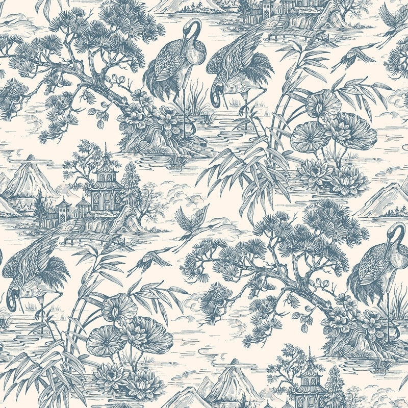Natoru Crane Toile Non Pasted Wallpaper Covers 56 Square Feet