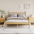 Natural Bamboo Spindle Platform Bed With Headboard