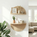 Natural Boho Arched Lunar Ledges 2 Piece Floating Wall Shelf 12X6 6.62 H X 11.75 L X 5 D