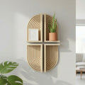 Natural Boho Arched Lunar Ledges 4 Piece Wood Floating Wall Shelf With Fluted Design 6 H X 12 L X 4.75 D