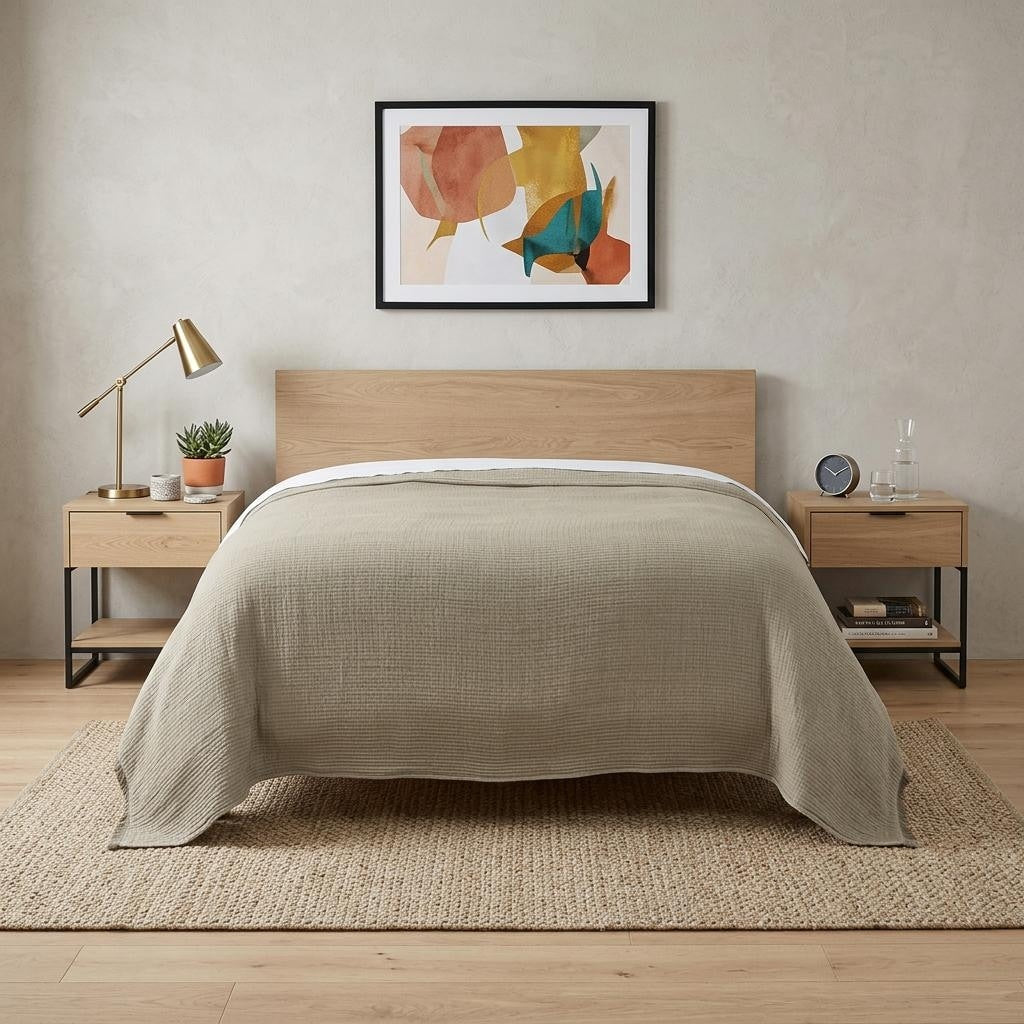 Natural Checkered King Quilt
