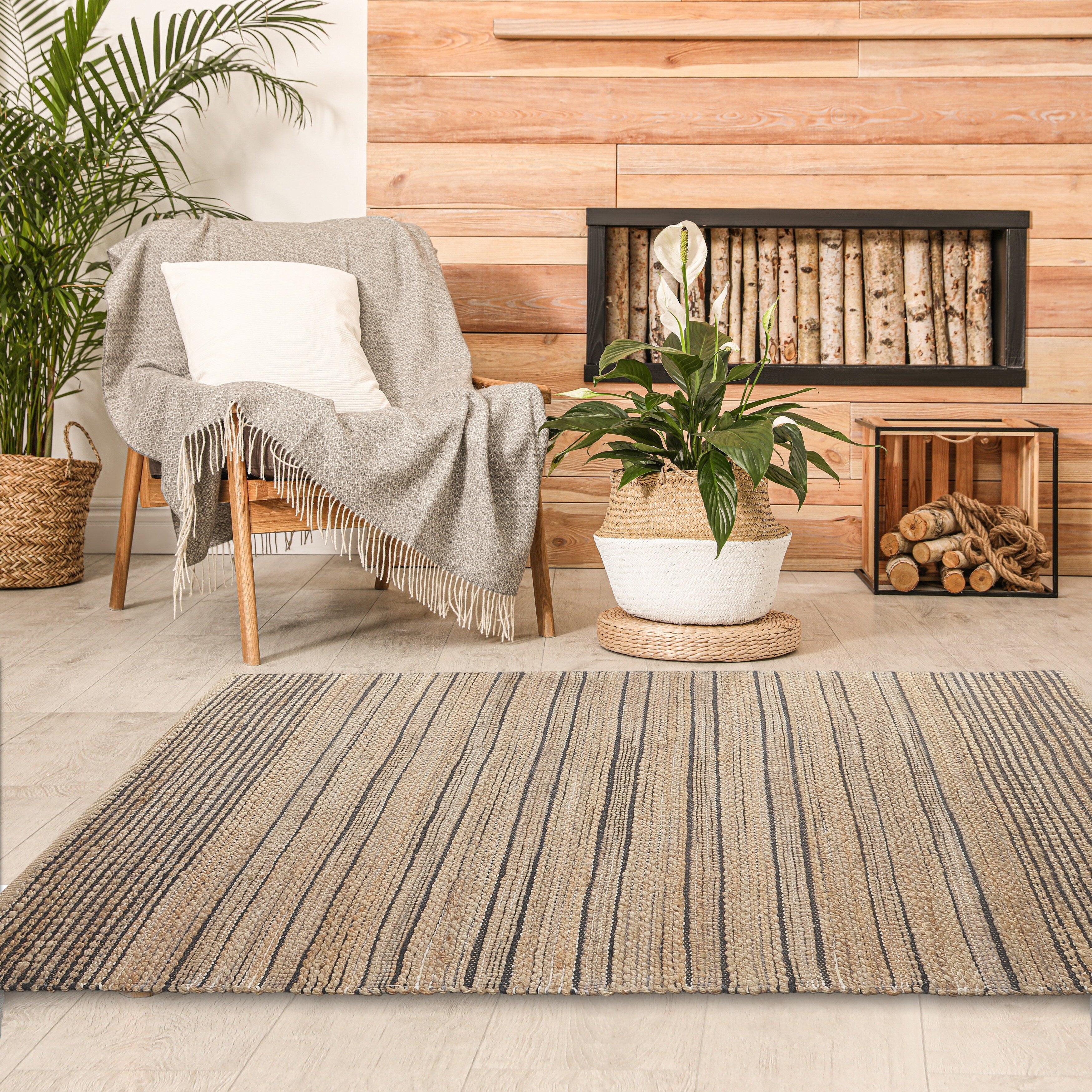 Natural Fiber Hand Woven Geometric Triad Area Rug