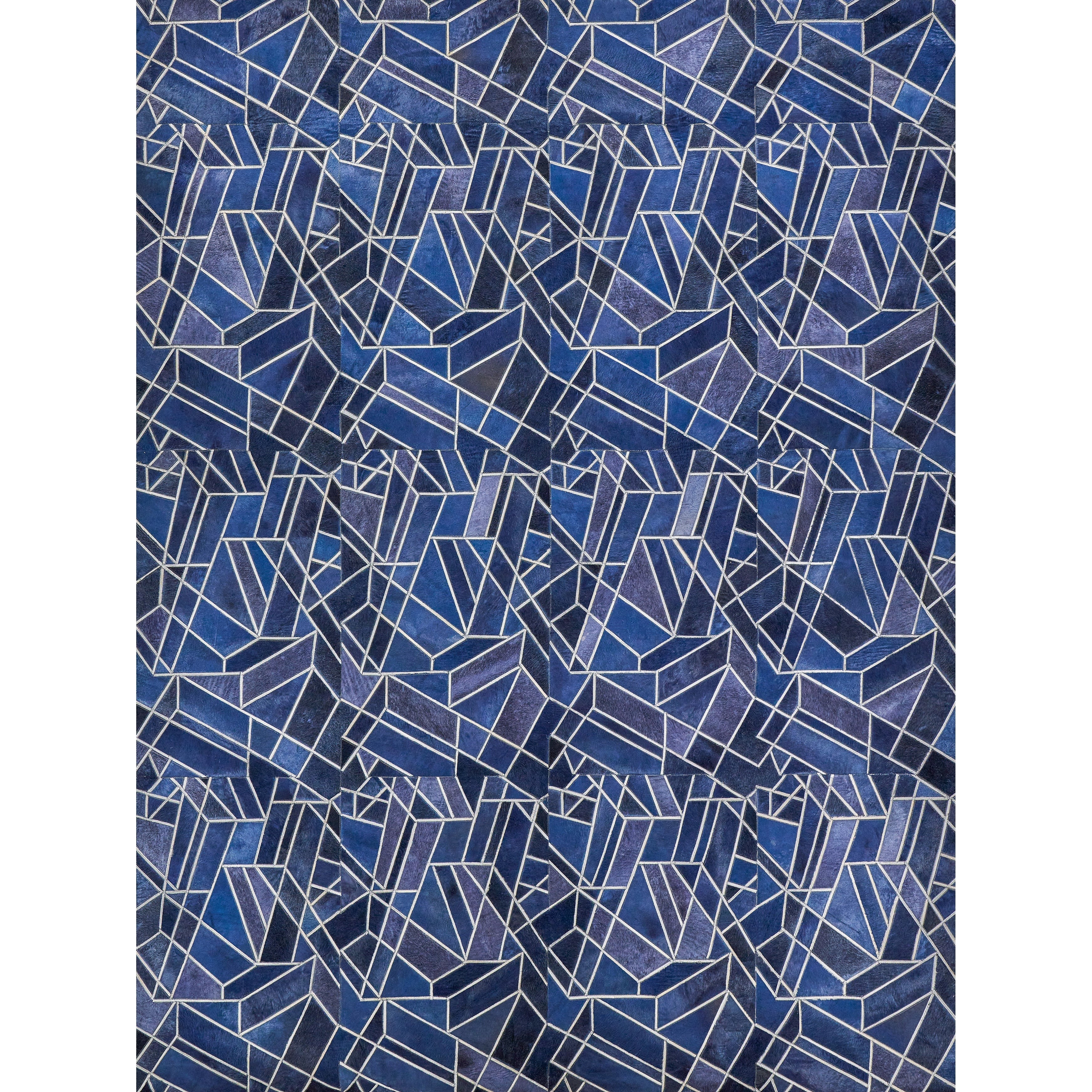 Natural Hide Hand Tufted Leather Hide Blue Ivory Area Rug 8 X 10