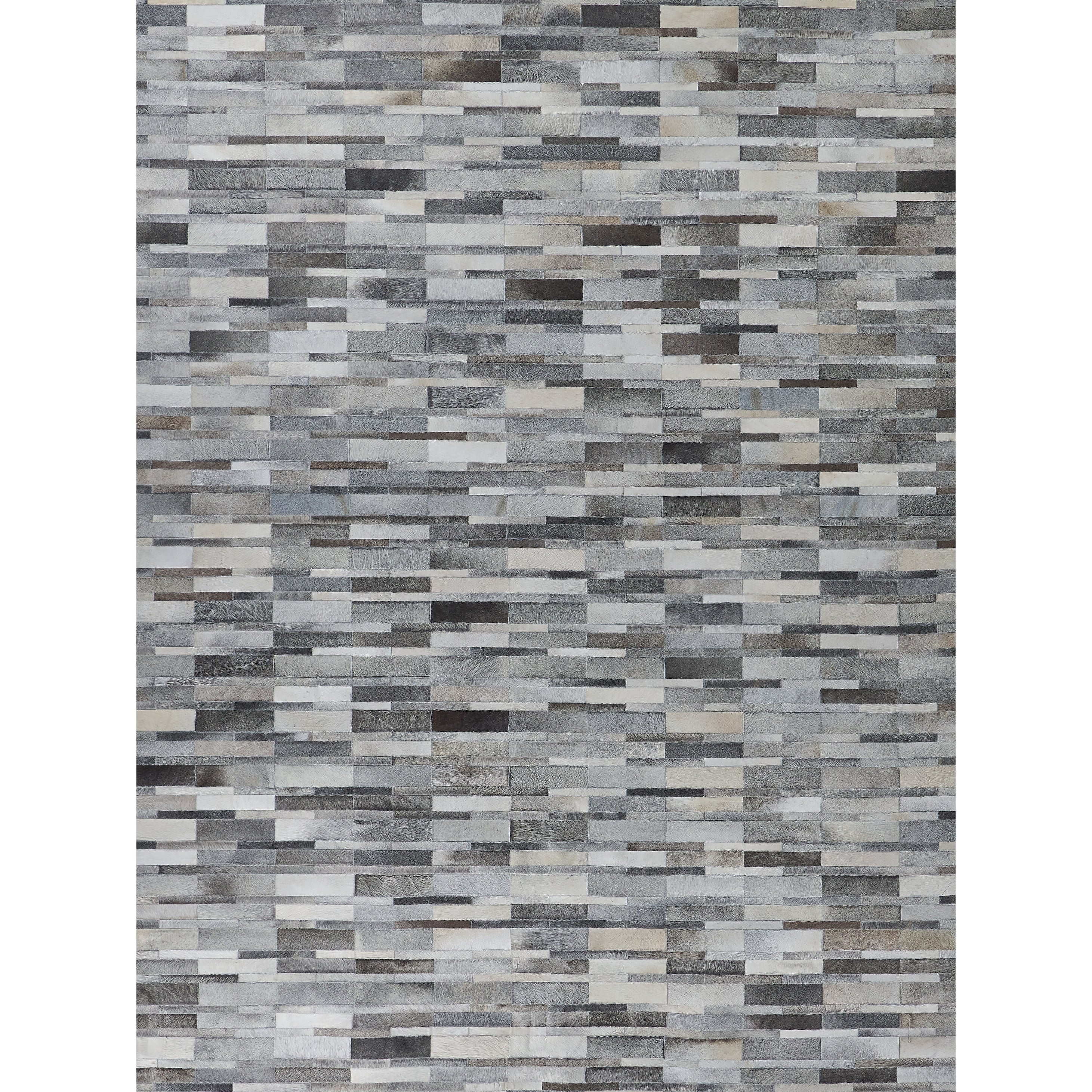 Natural Hide Hand Tufted Leather Hide Gray Area Rug