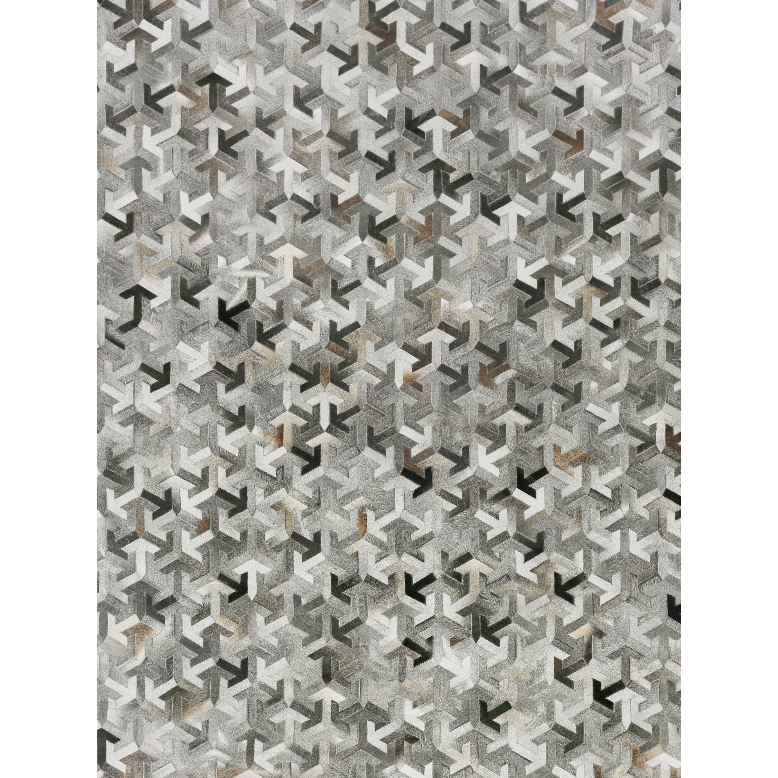 Natural Hide Hand Tufted Leather Hide Gray Area Rug 8 X 10