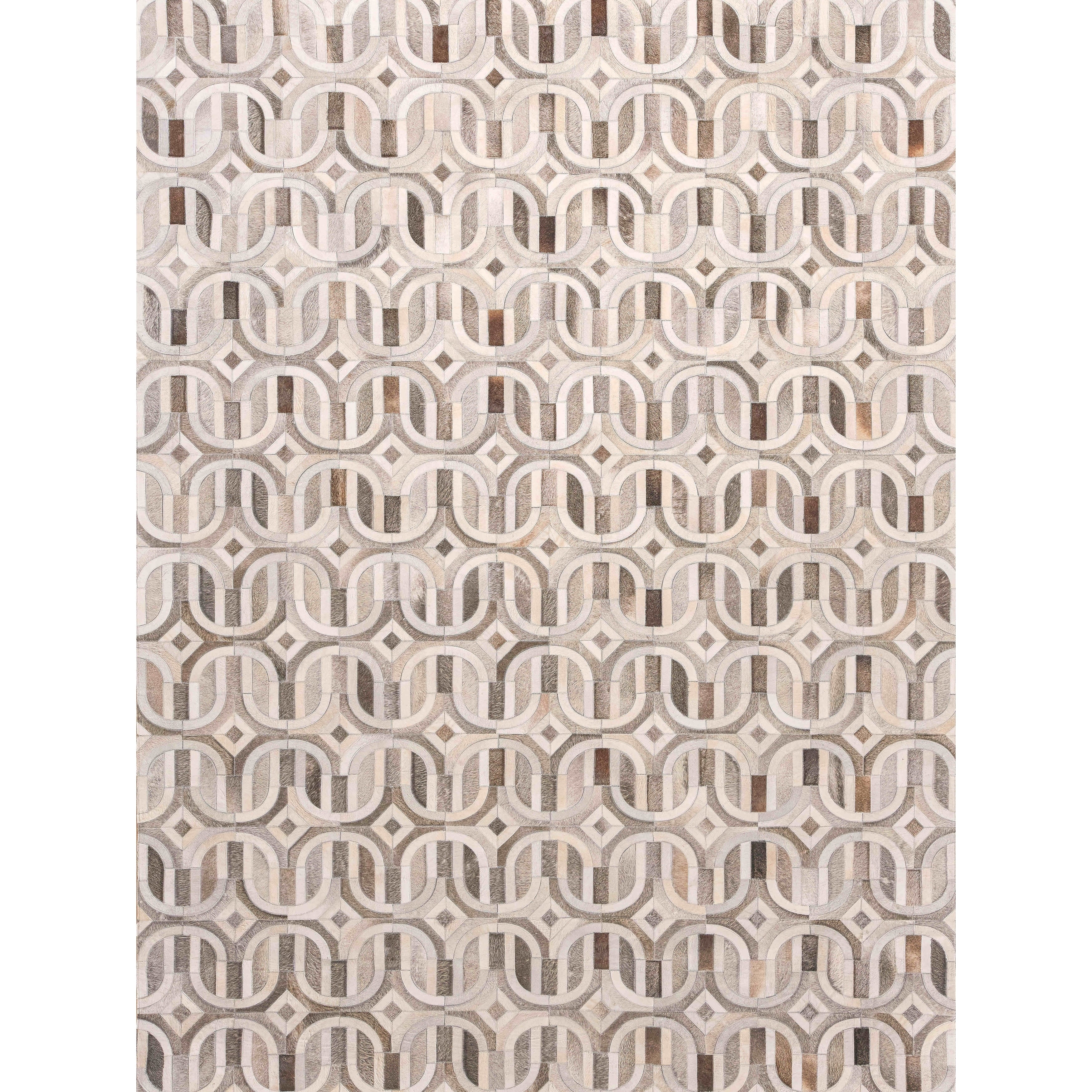 Natural Hide Hand Tufted Leather Hide Gray Ivory Area Rug