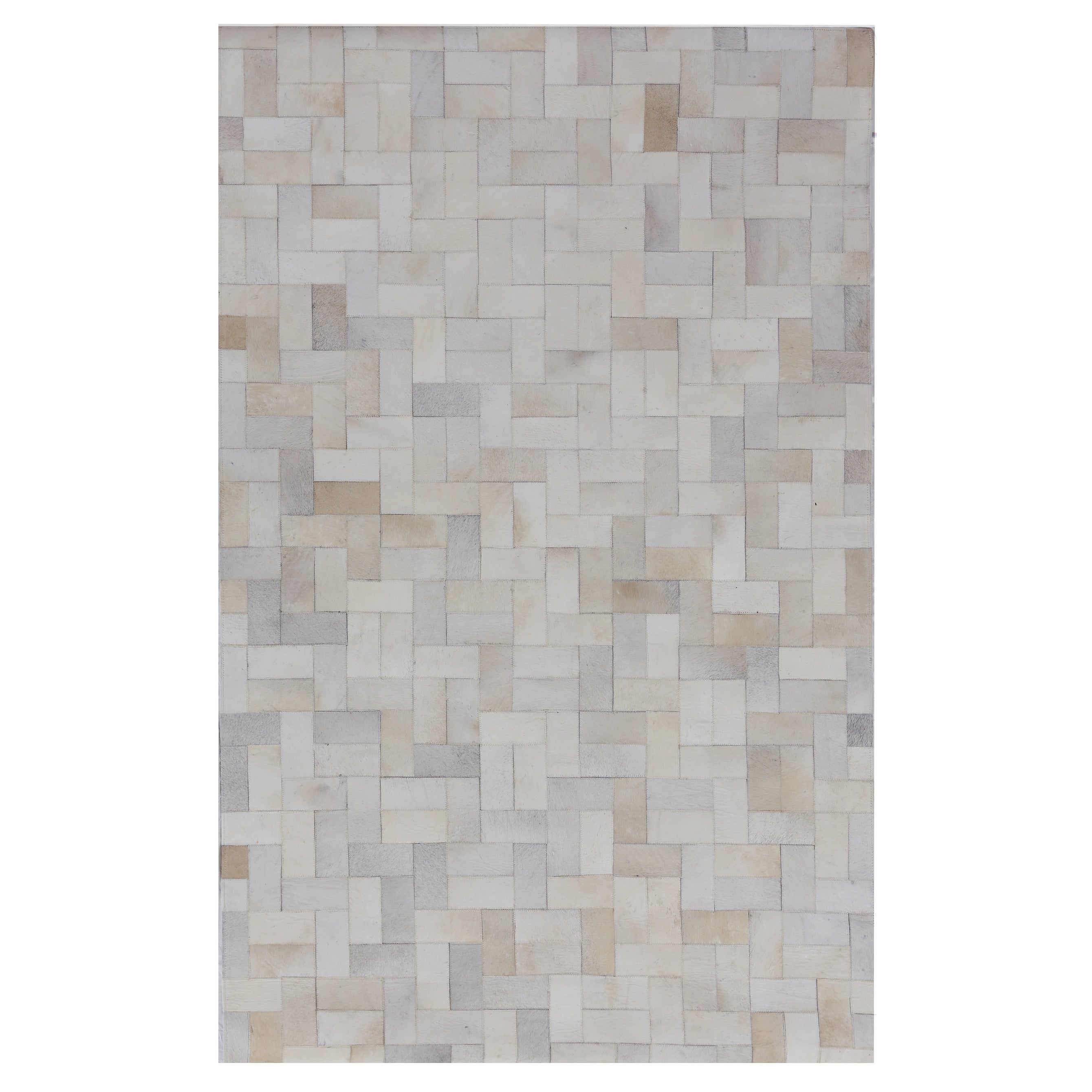 Natural Hide Hand Tufted Leather Hide Ivory Area Rug 10 X 13