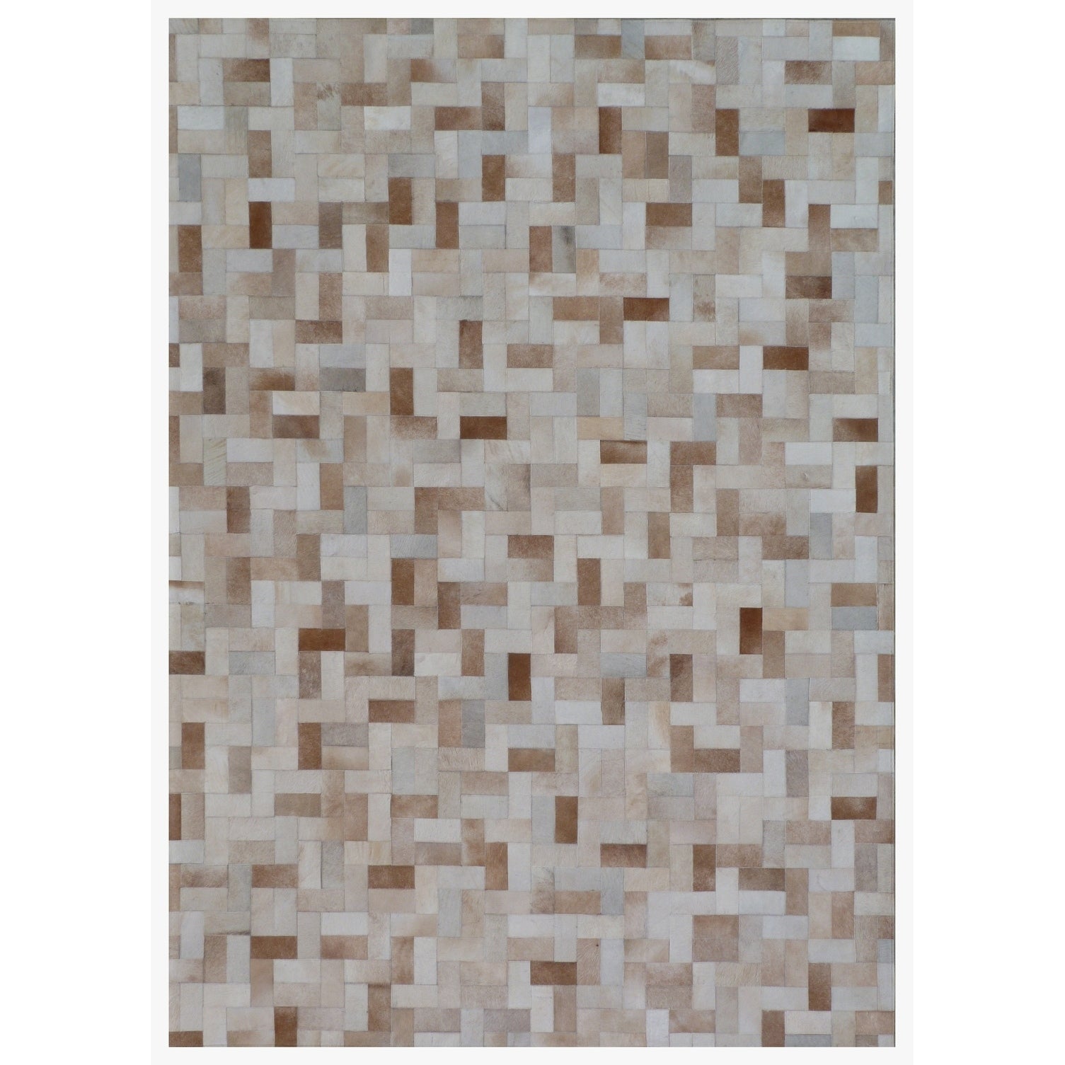 Natural Hide Hand Tufted Leather Hide Ivory Area Rug 136 X 176