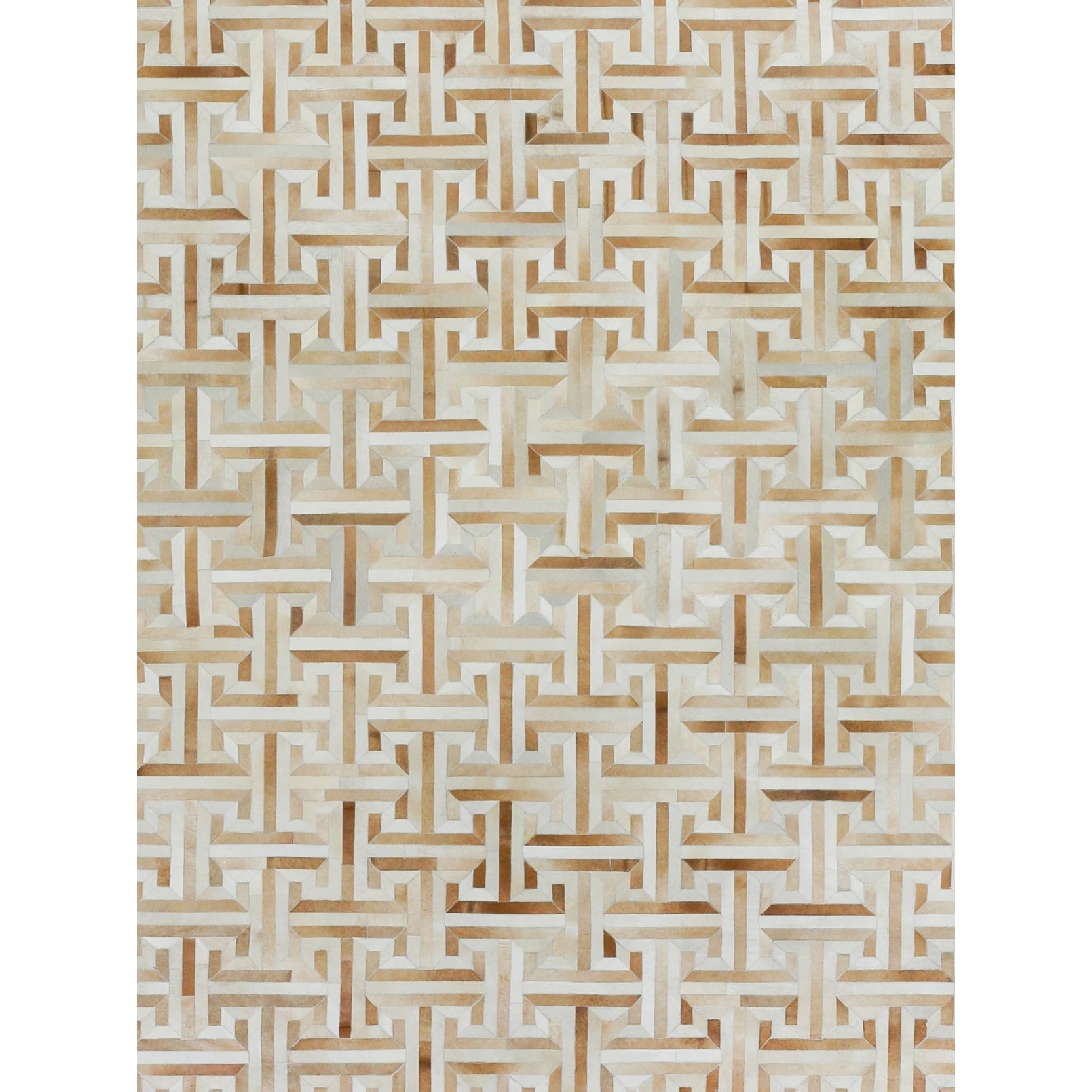 Natural Hide Hand Tufted Leather Hide Ivory Beige Multi Area Rug 8 X 10