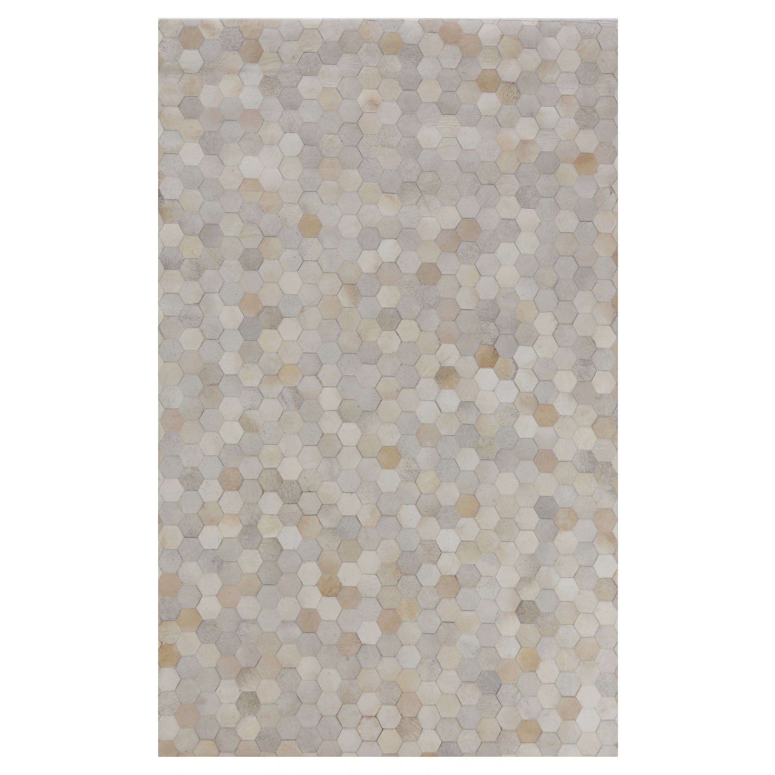 Natural Hide Hand Tufted Leather Hide Ivory Multi Area Rug 8 X 11
