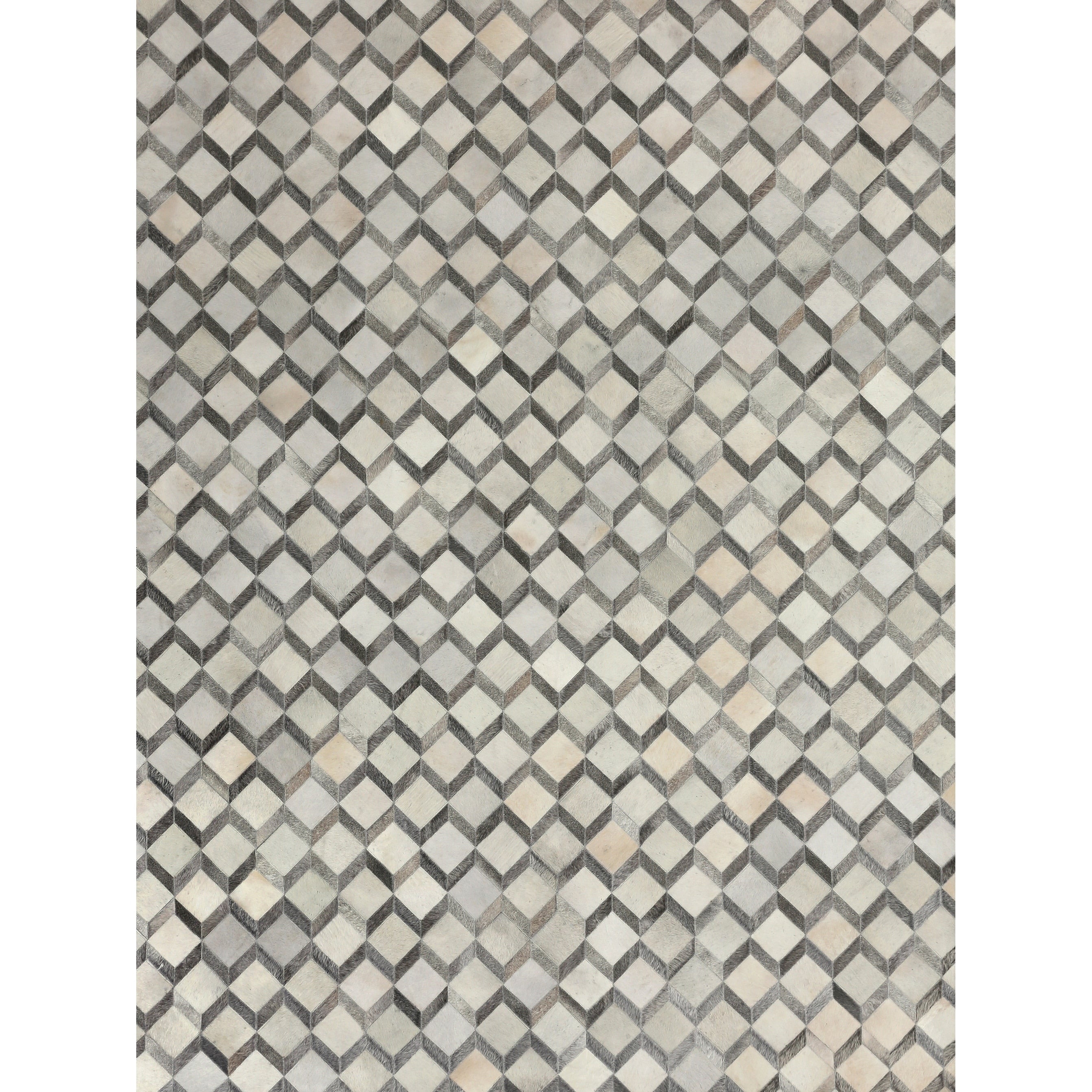 Natural Hide Hand Tufted Leather Hide Ivory Silver Area Rug 5 X 8