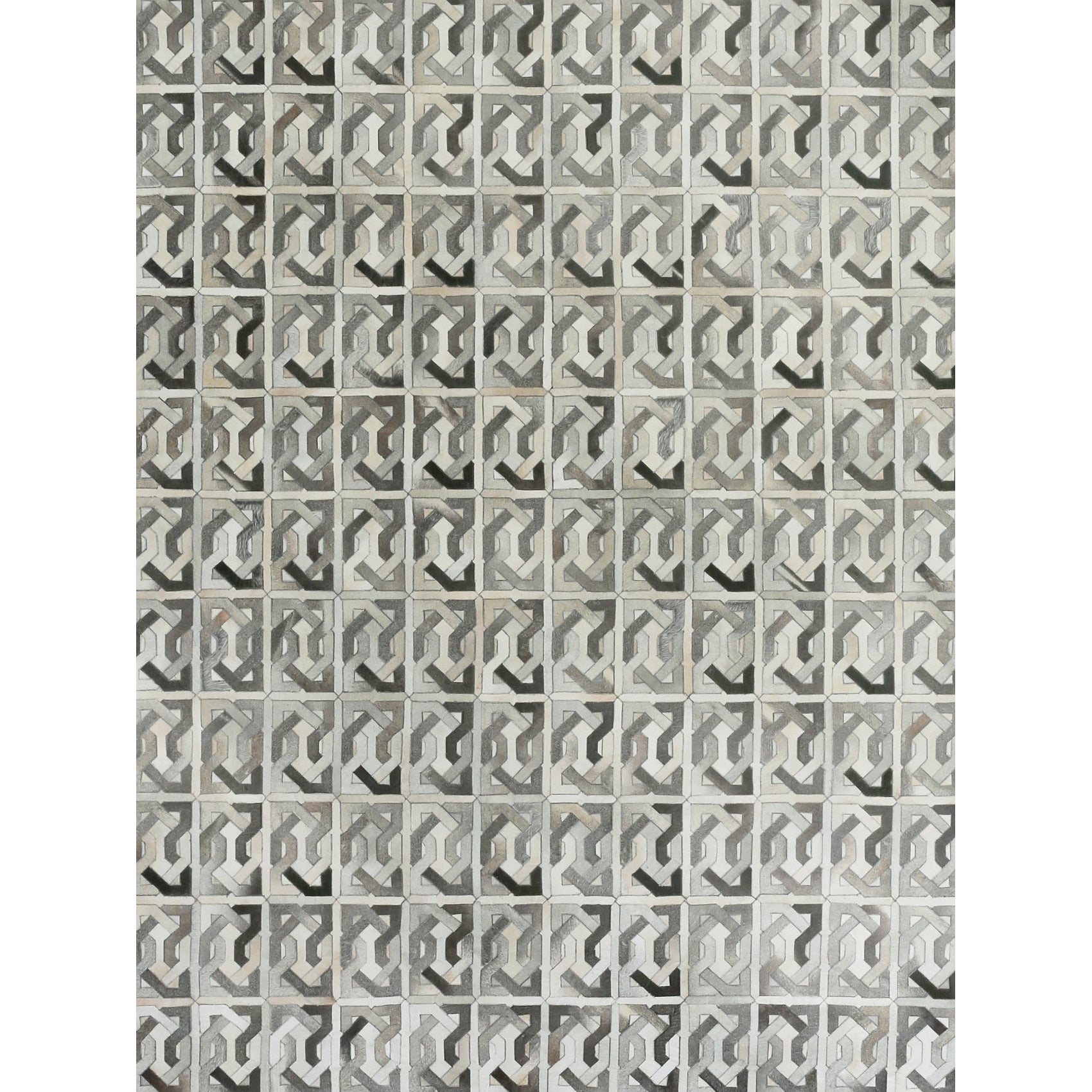 Natural Hide Hand Tufted Leather Hide Ivory Silver Medium Gray Area Rug