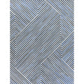 Natural Hide Hand Tufted Leather Hide Navy Ivory Area Rug