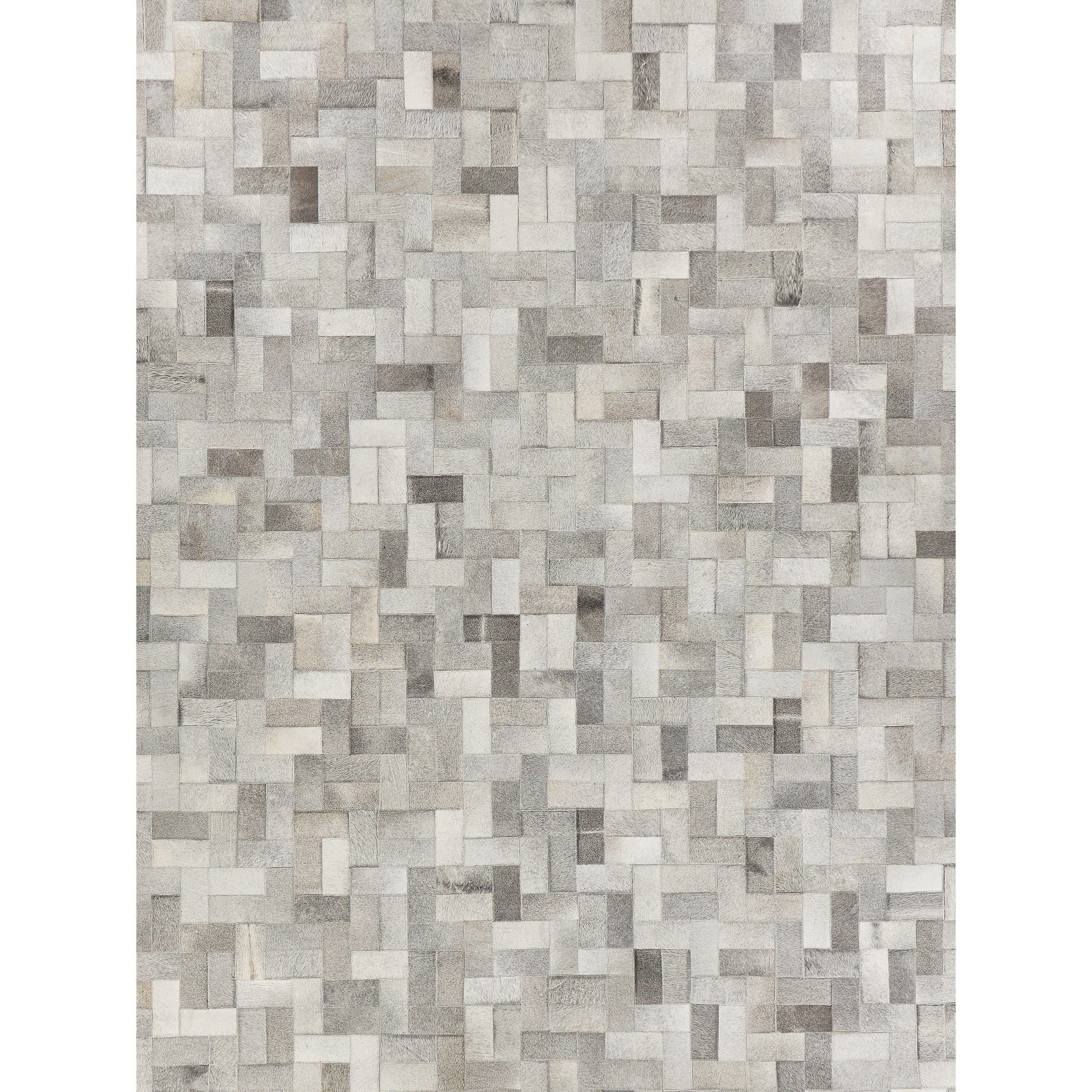 Natural Hide Hand Tufted Leather Hide Silver Area Rug