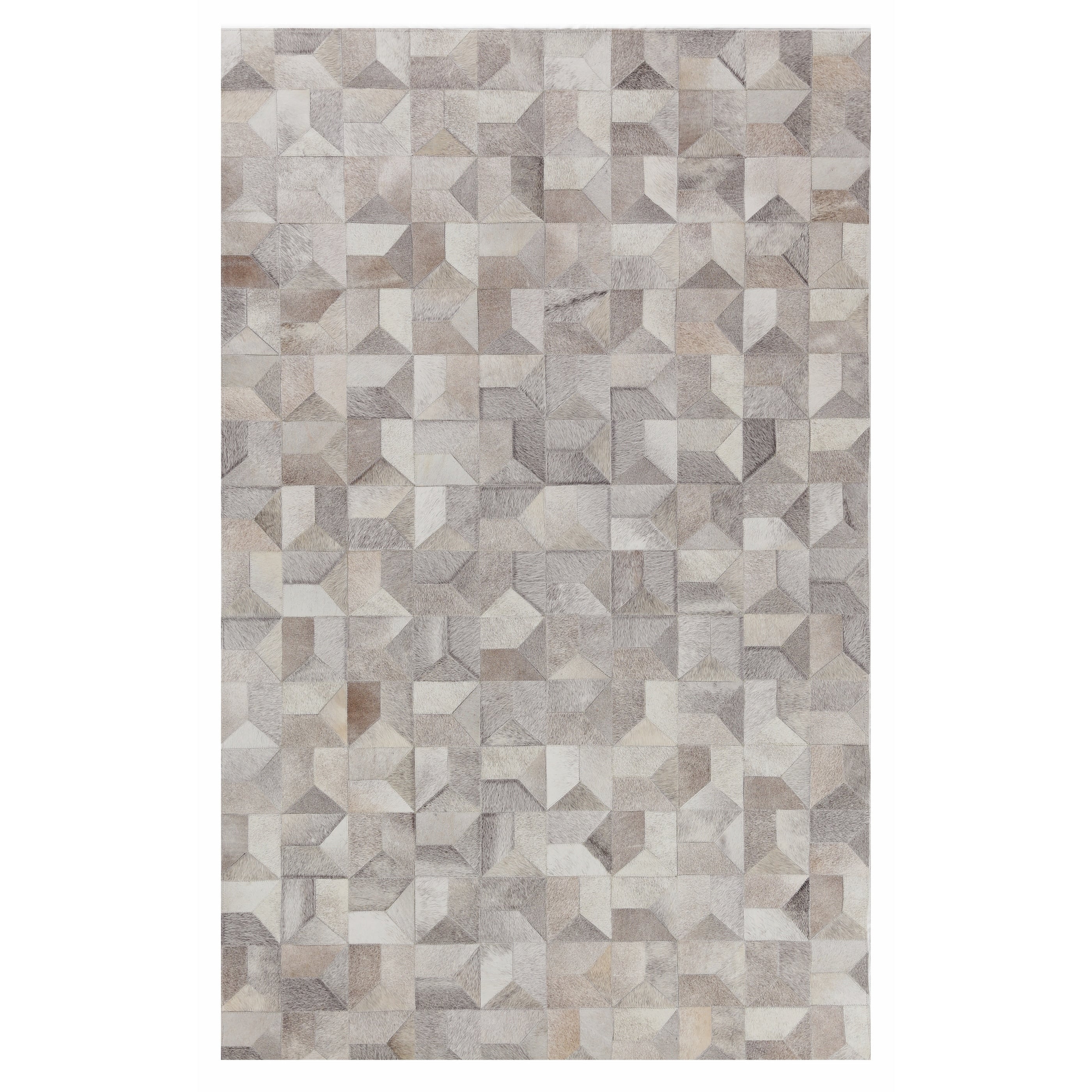 Natural Hide Hand Tufted Leather Hide Silver Area Rug 5 X 8