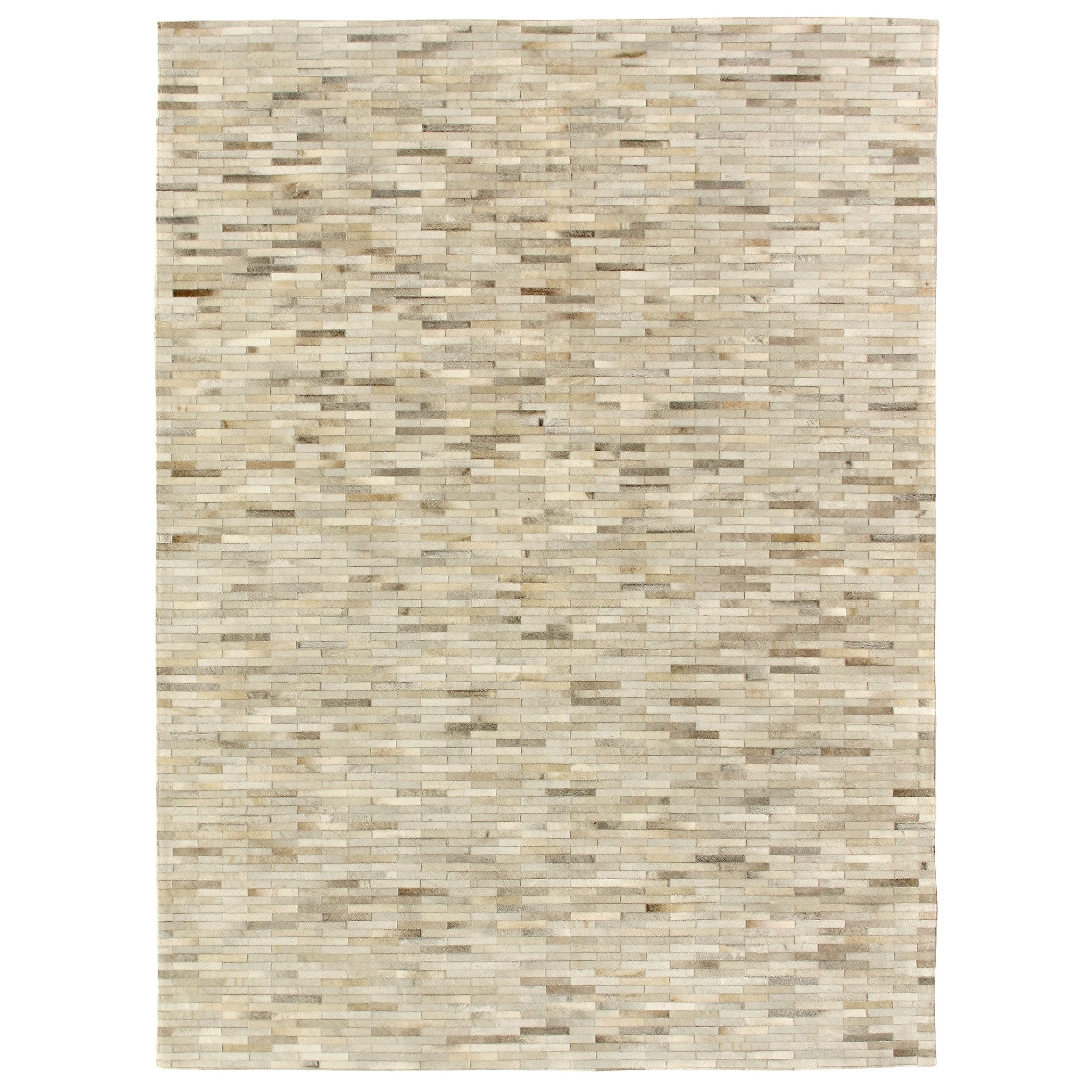 Natural Hide Hand Tufted Leather Hide Silver Area Rug