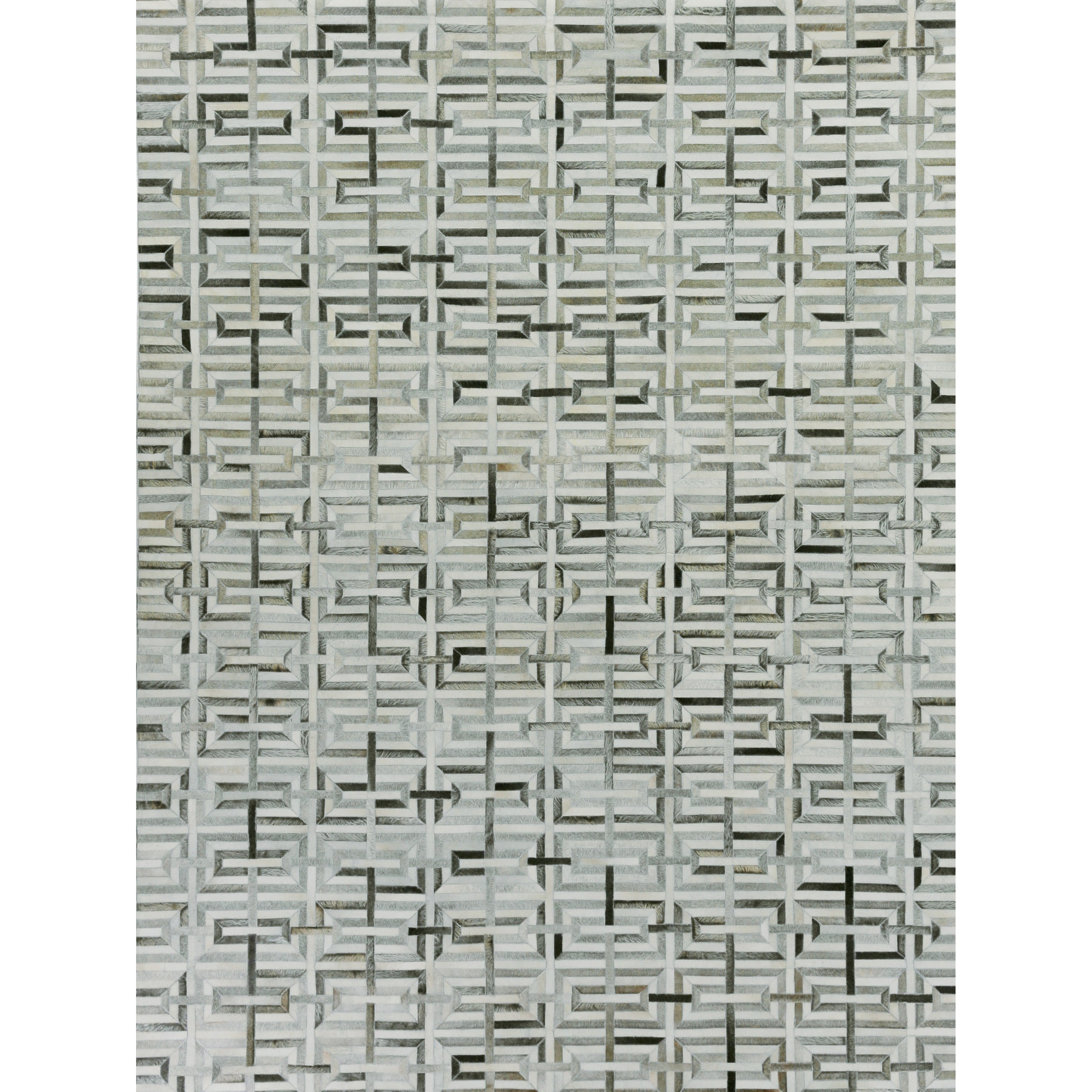 Natural Hide Hand Tufted Leather Hide Silver Ivory Area Rug