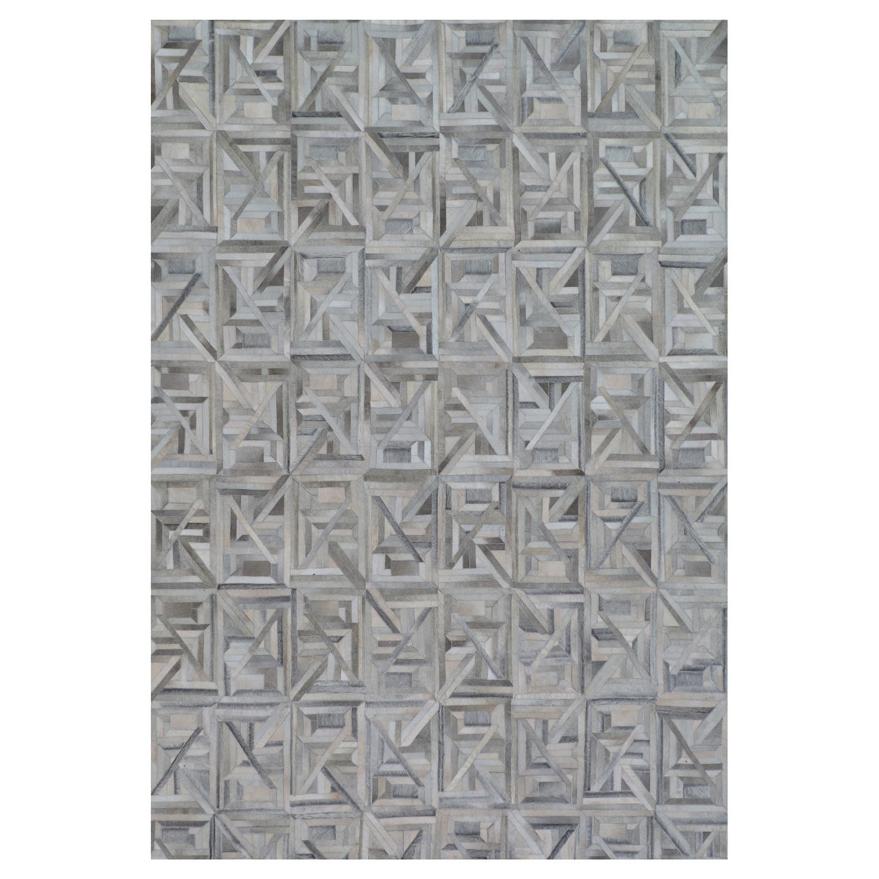 Natural Hide Hand Tufted Leather Hide Silver Ivory Area Rug 8 X 10