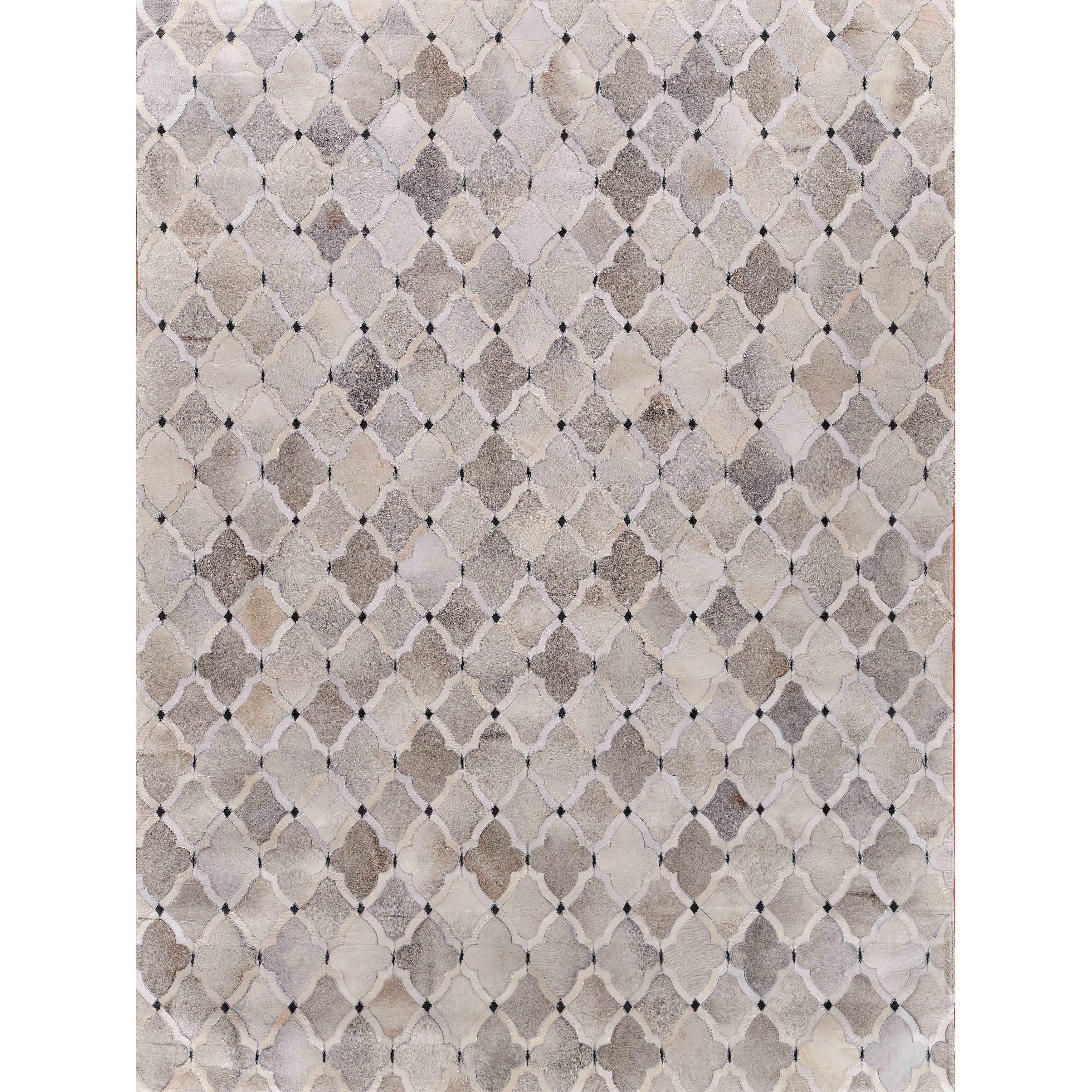 Natural Hide Hand Tufted Leather Hide Silver Ivory Dark Gray Area Rug 136 X 176