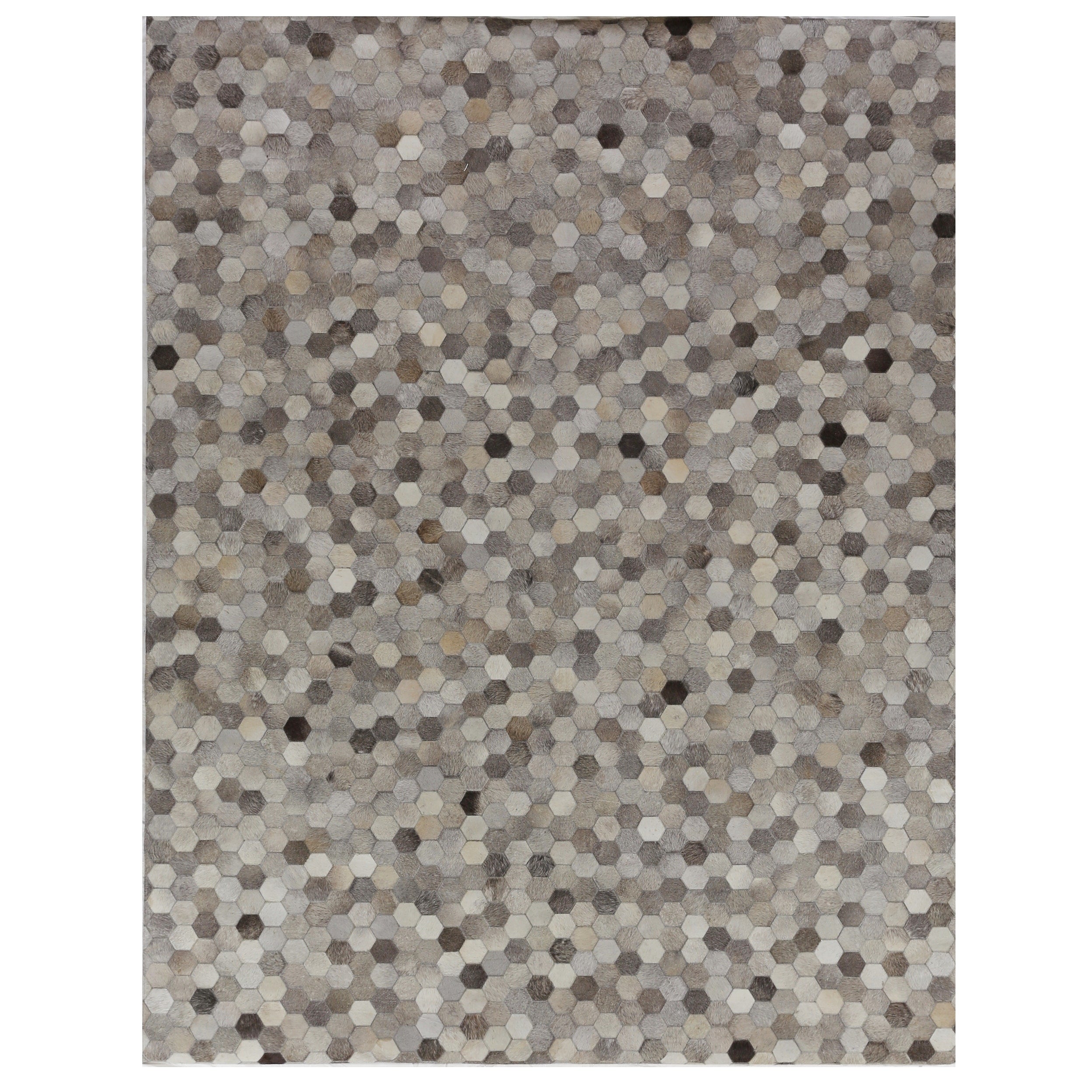Natural Hide Hand Tufted Leather Hide Silver Multi Area Rug