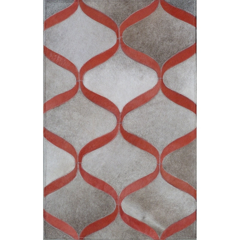 Natural Hide Hand Tufted Leather Hide Silver Terracota Area Rug 8 X 10