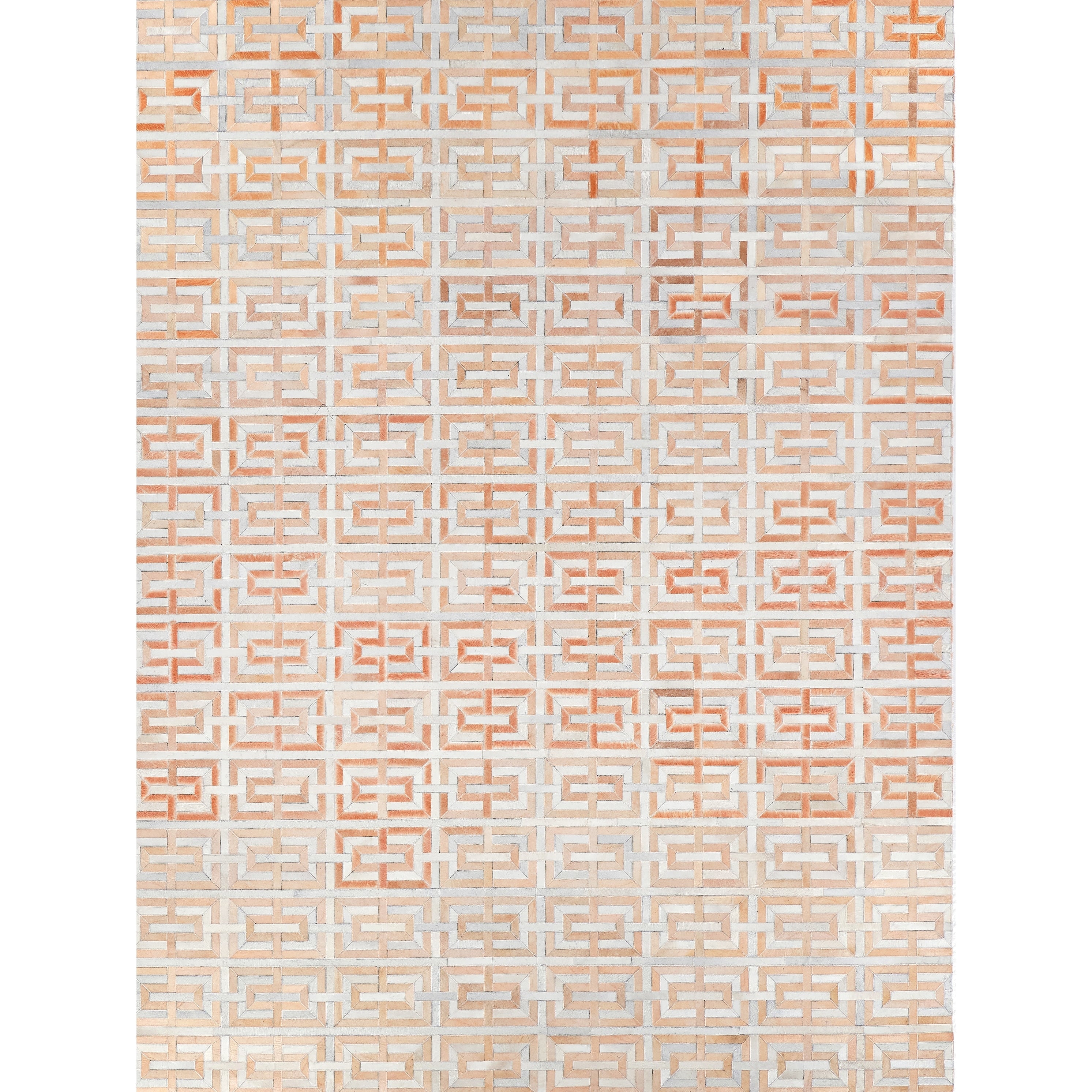 Natural Hide Hand Tufted Leather Hide Terracota Ivory Area Rug 8 X 10