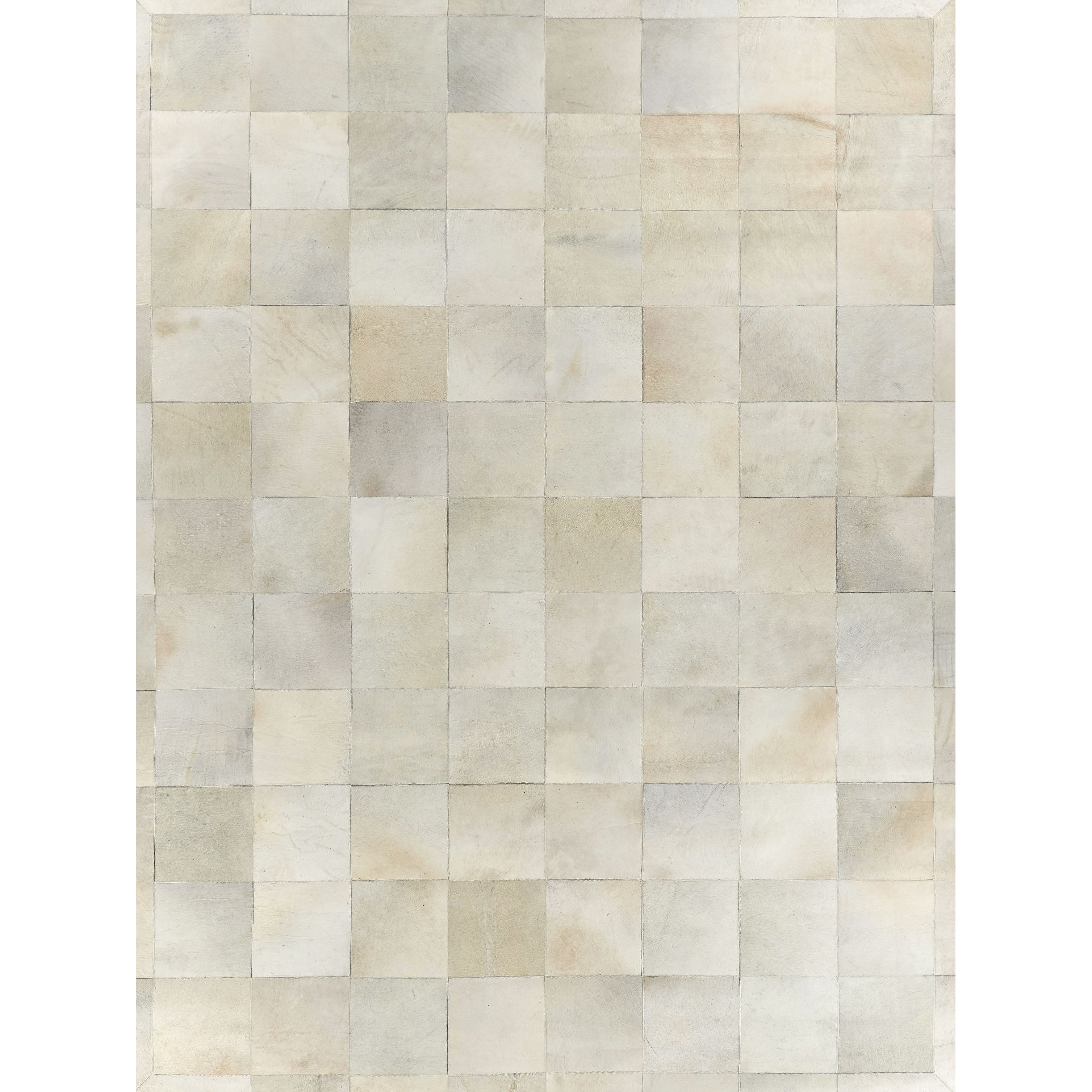 Natural Hide Hand Tufted Leather Hide White Area Rug