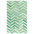 Natural Hide Hand Tufted Leather Hide White Green Area Rug 116 X 146