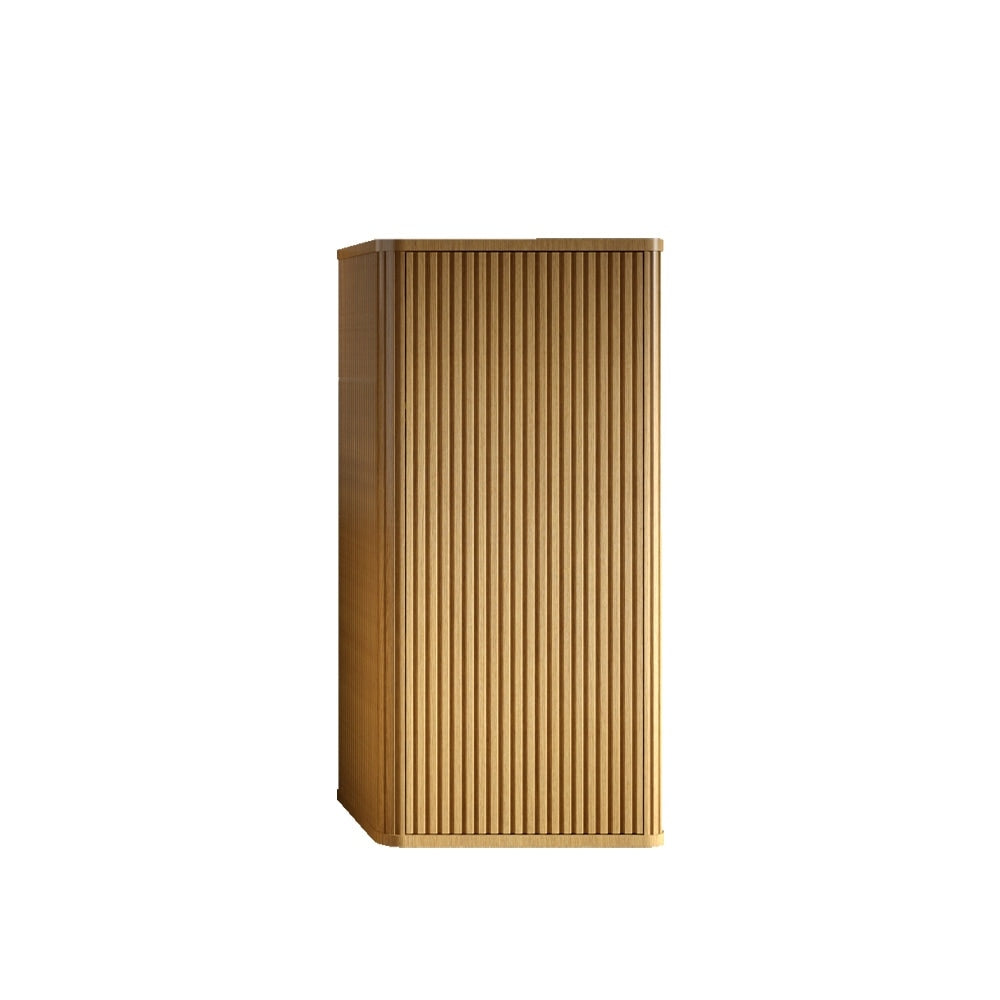 Natural Oak Bathroom Floating Side Cabinet Wall Mounted Storage Cabinet For Small Spaces Pre Assembled