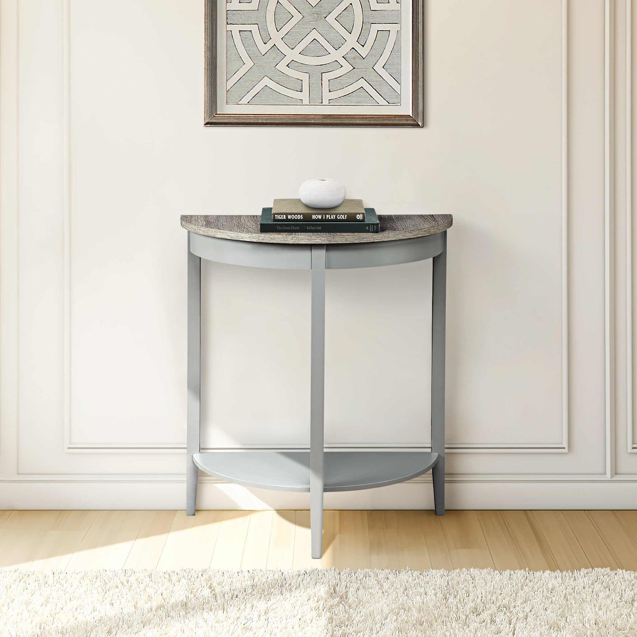 Natural Oak Gray Finish Console Table