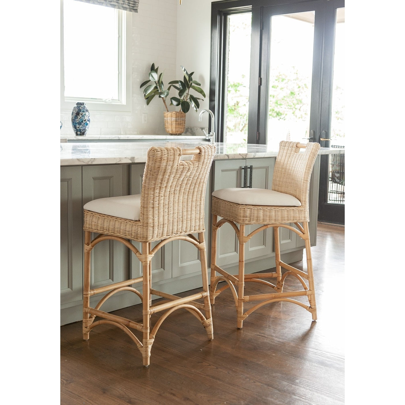 East At Mains Barton Beige Rattan Barstool