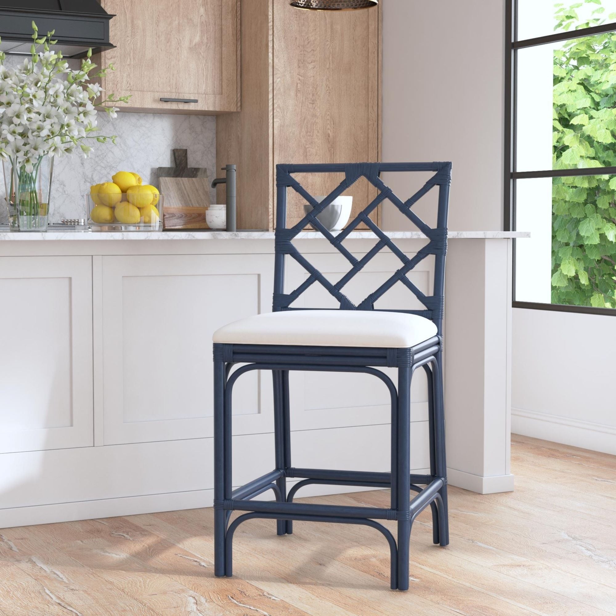 East At Main Betsy Grey Rattan Counterstool