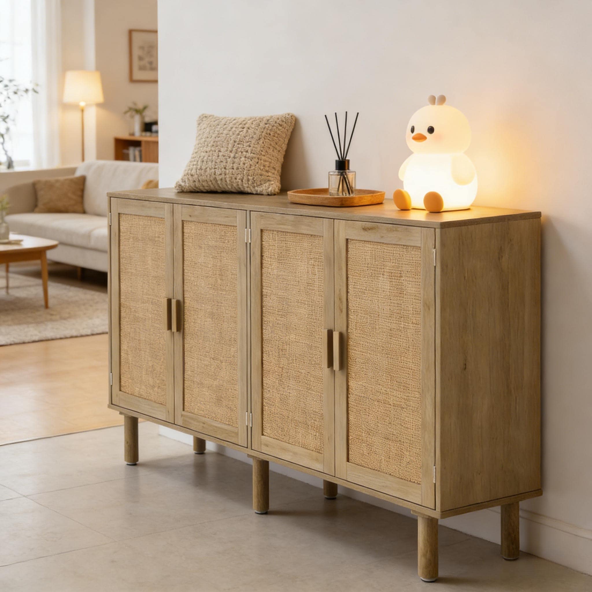 Natural Rattan Storage Cabinet Sideboard Cabinet For Living Room Buffet Cabinet Coffee Cabinet Bar Cabinet
