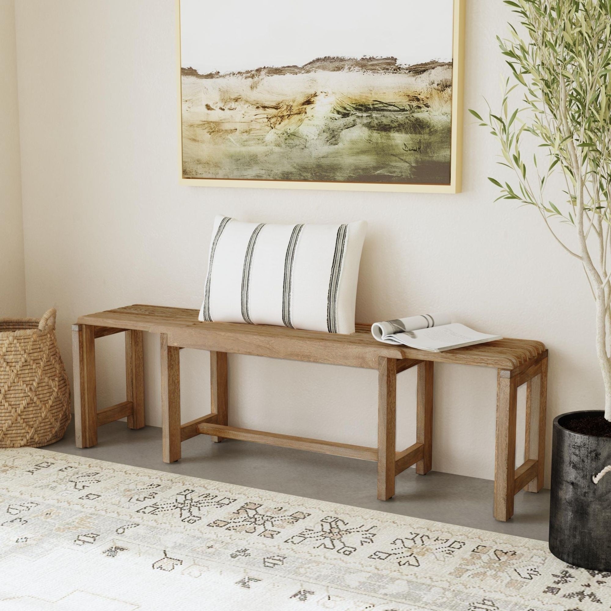 East At Main Christie Solid Wood Bench 35 X 13.75 X 18 60 X 13.75 X 18