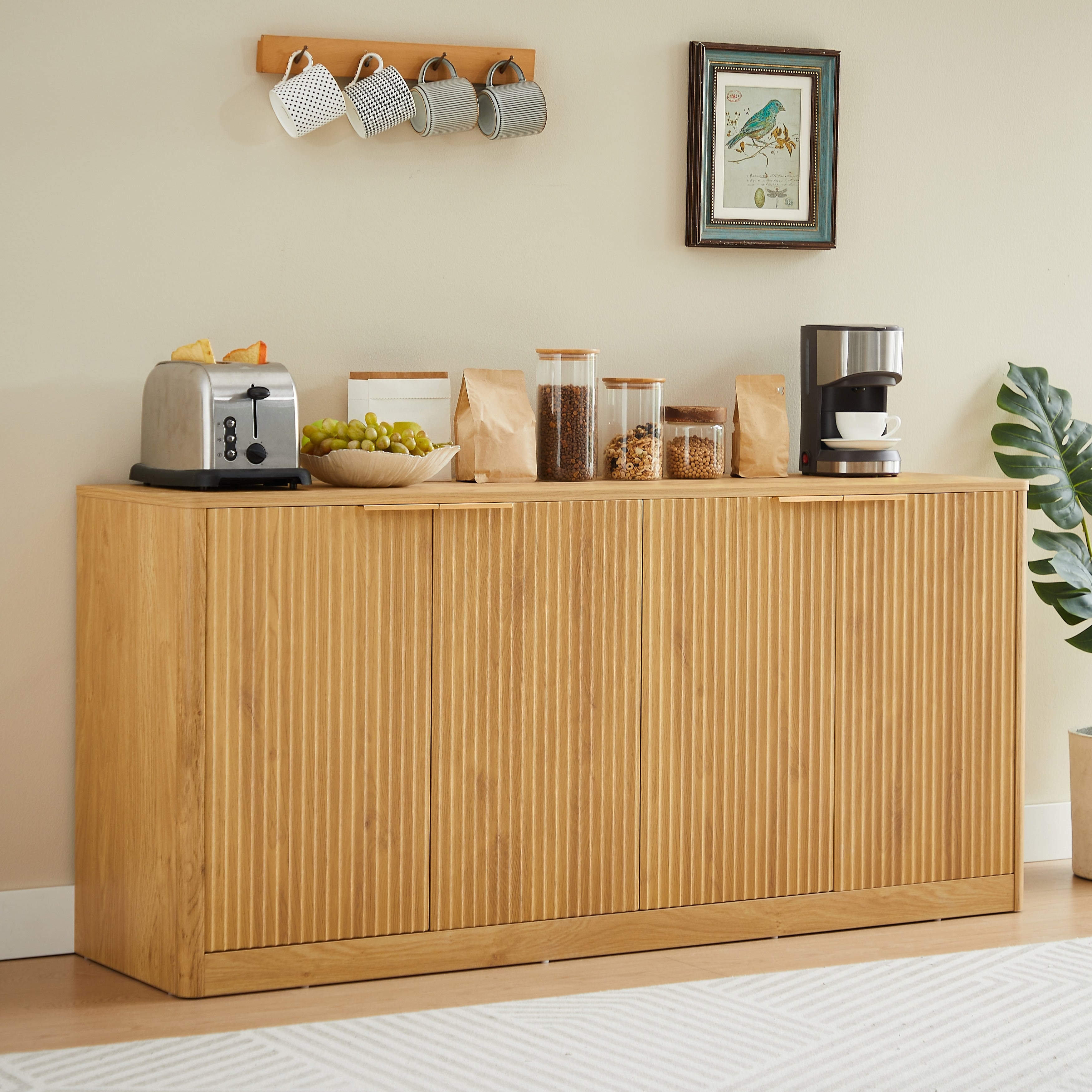 Natural Storage Cabinet Sideboard For Living Room Side Cabinet Coffee Cabinet Console Cabinet Accent Cabinet