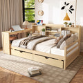 Natural Twin Size Corner Daybed With Storage Drawers Charging Port