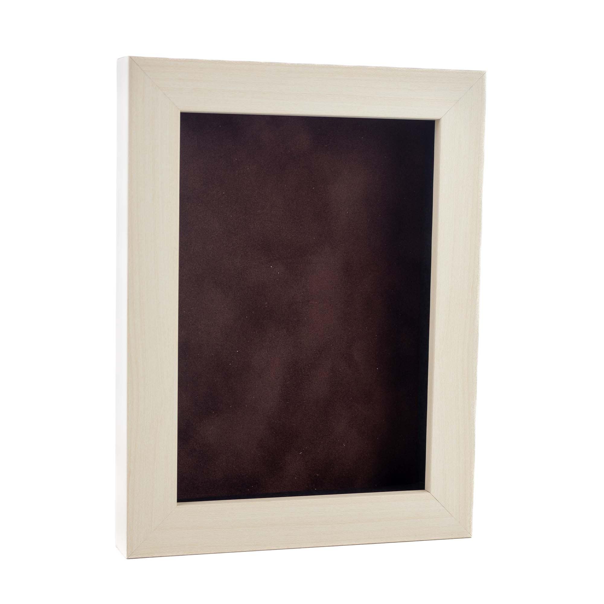 Natural Whitewash Wood Shadow Box Frame With Acrylic Front Brown Suede Backing 30 Sizes