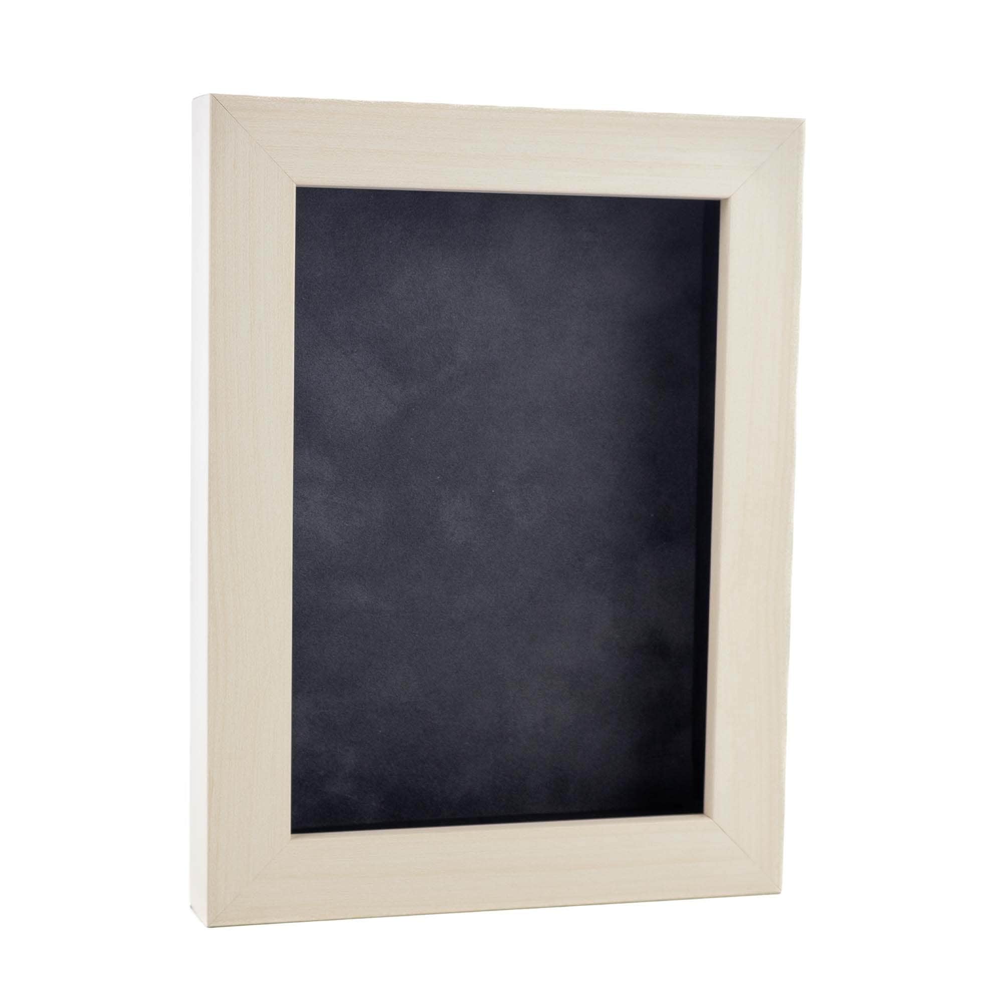 Natural Whitewash Wood Shadow Box Frame With Acrylic Front Dark Grey Suede Backing 30 Sizes