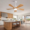 Natural Wood Bedroom Ceiling Fan With Dimmable Led Light