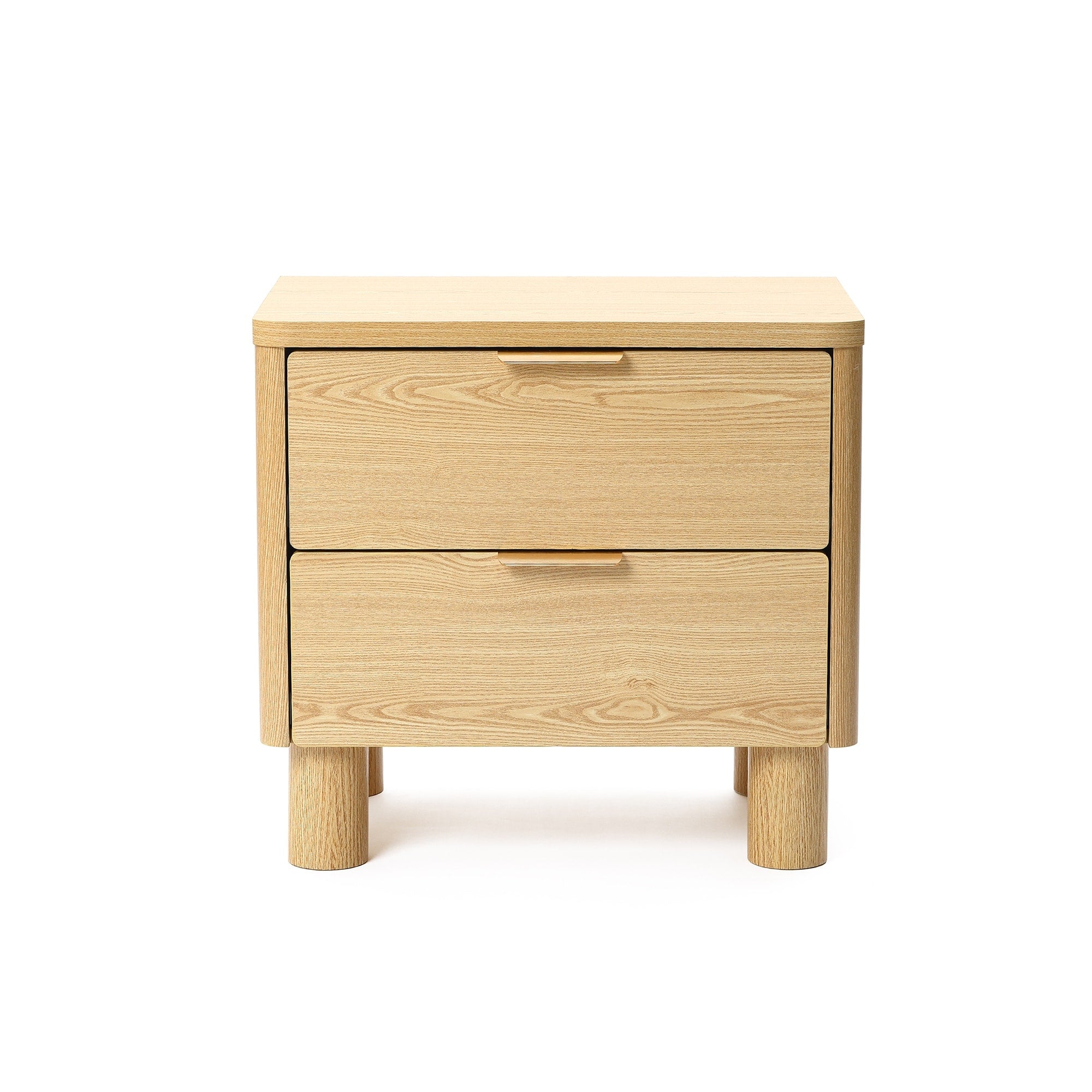 Natural Wood Finish 2 Drawer End Table Nightstand Manufactured Wood
